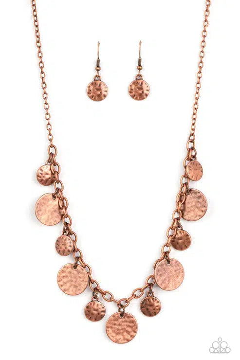 Model Medallions Copper Necklace - Paparazzi Accessories- lightbox - CarasShop.com - $5 Jewelry by Cara Jewels