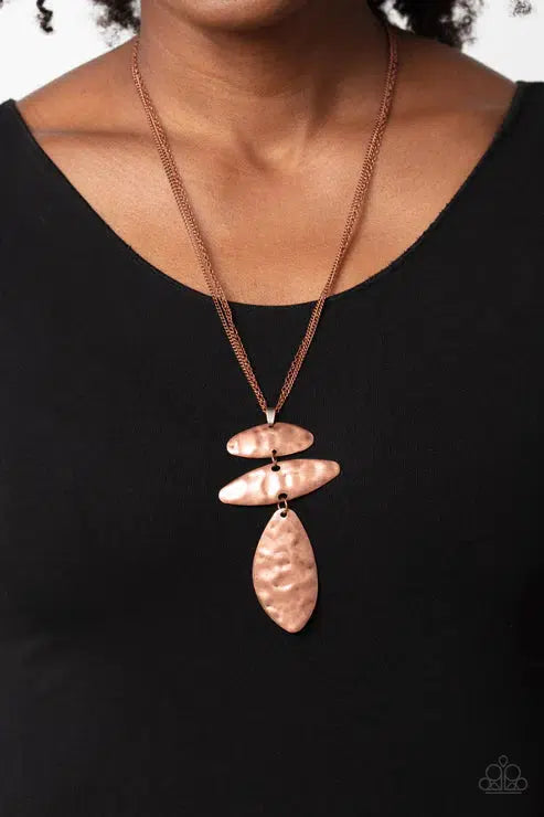 Monochromatic Model Copper Necklace - Paparazzi Accessories-on model - CarasShop.com - $5 Jewelry by Cara Jewels