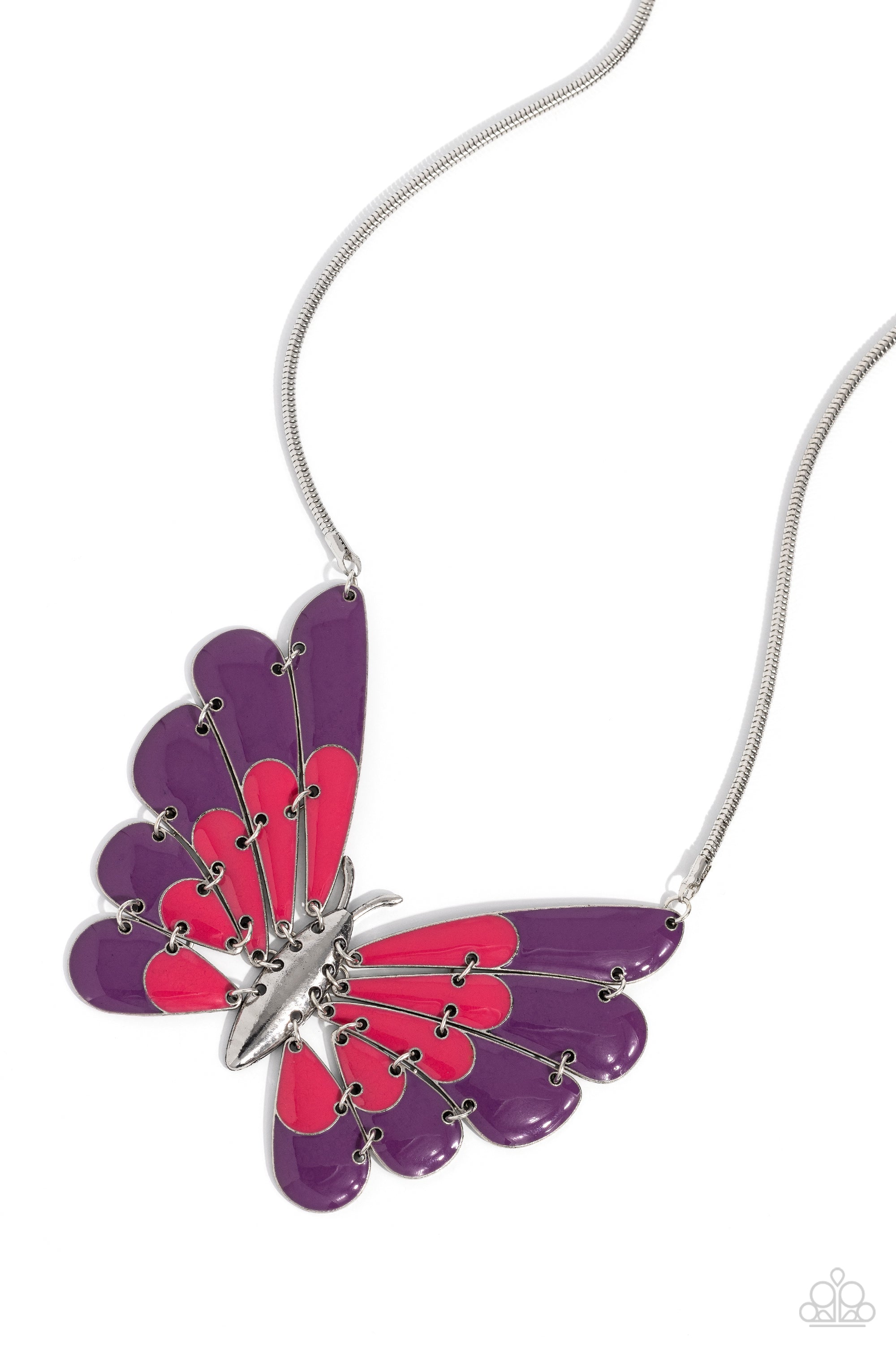Moth Maven Purple & Pink Necklace - Paparazzi Accessories- lightbox - CarasShop.com - $5 Jewelry by Cara Jewels
