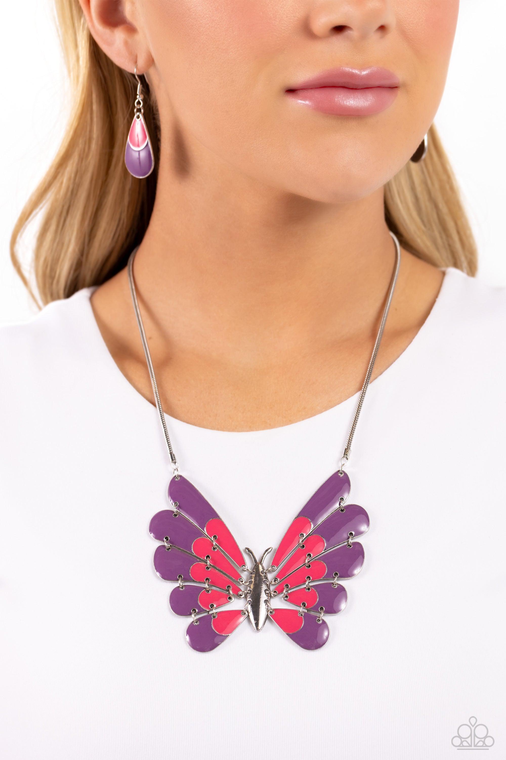 Moth Maven Purple & Pink Necklace - Paparazzi Accessories- lightbox - CarasShop.com - $5 Jewelry by Cara Jewels