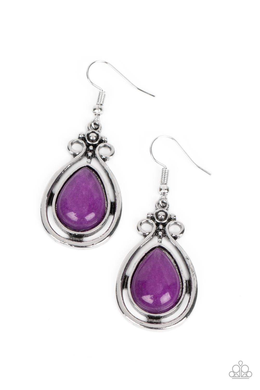 Mountain Mantra Purple Stone Earrings - Paparazzi Accessories- lightbox - CarasShop.com - $5 Jewelry by Cara Jewels