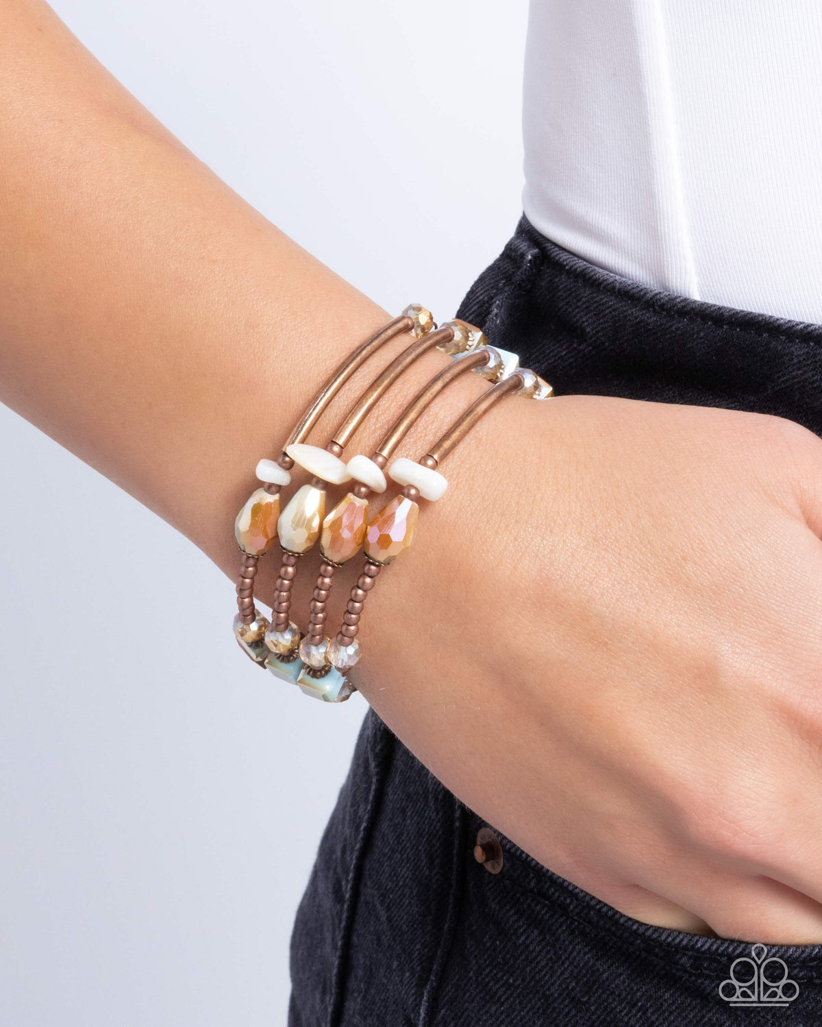 Multiple Choice Copper Coil Bracelet - Paparazzi Accessories-on model - CarasShop.com - $5 Jewelry by Cara Jewels