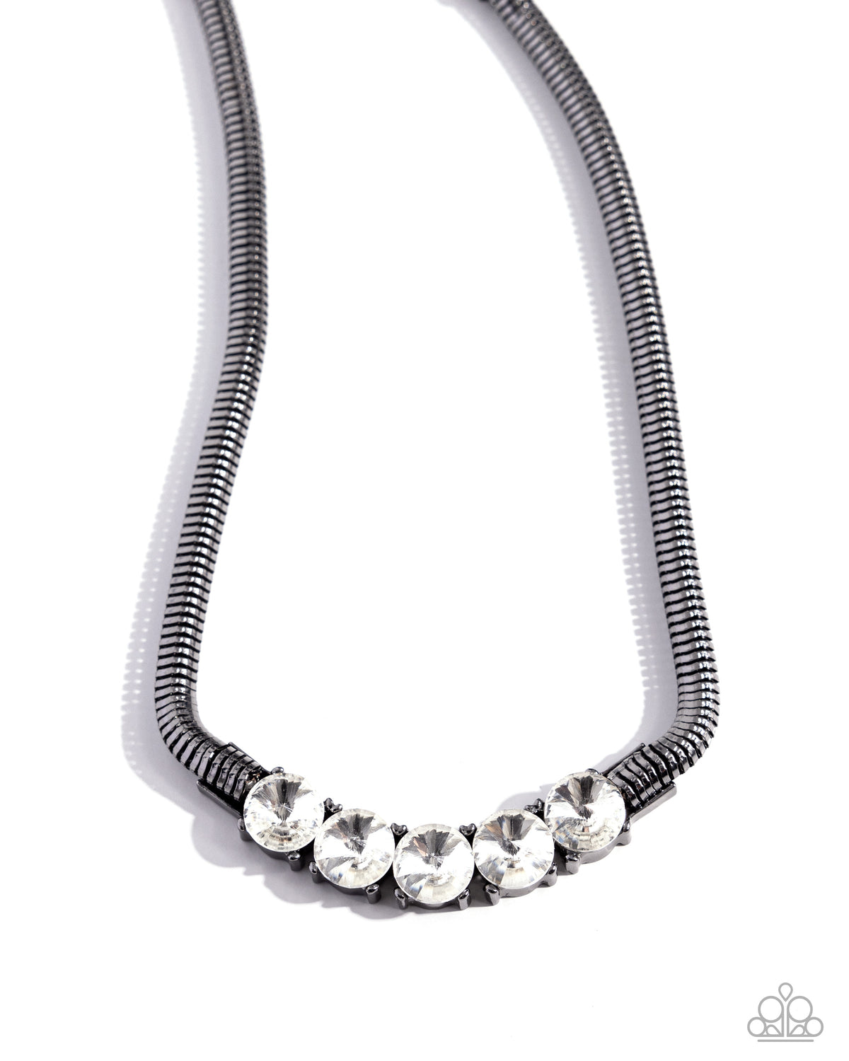 Musings Makeover Gunmetal Black &amp; White Rhinestone Necklace - Paparazzi Accessories- lightbox - CarasShop.com - $5 Jewelry by Cara Jewels