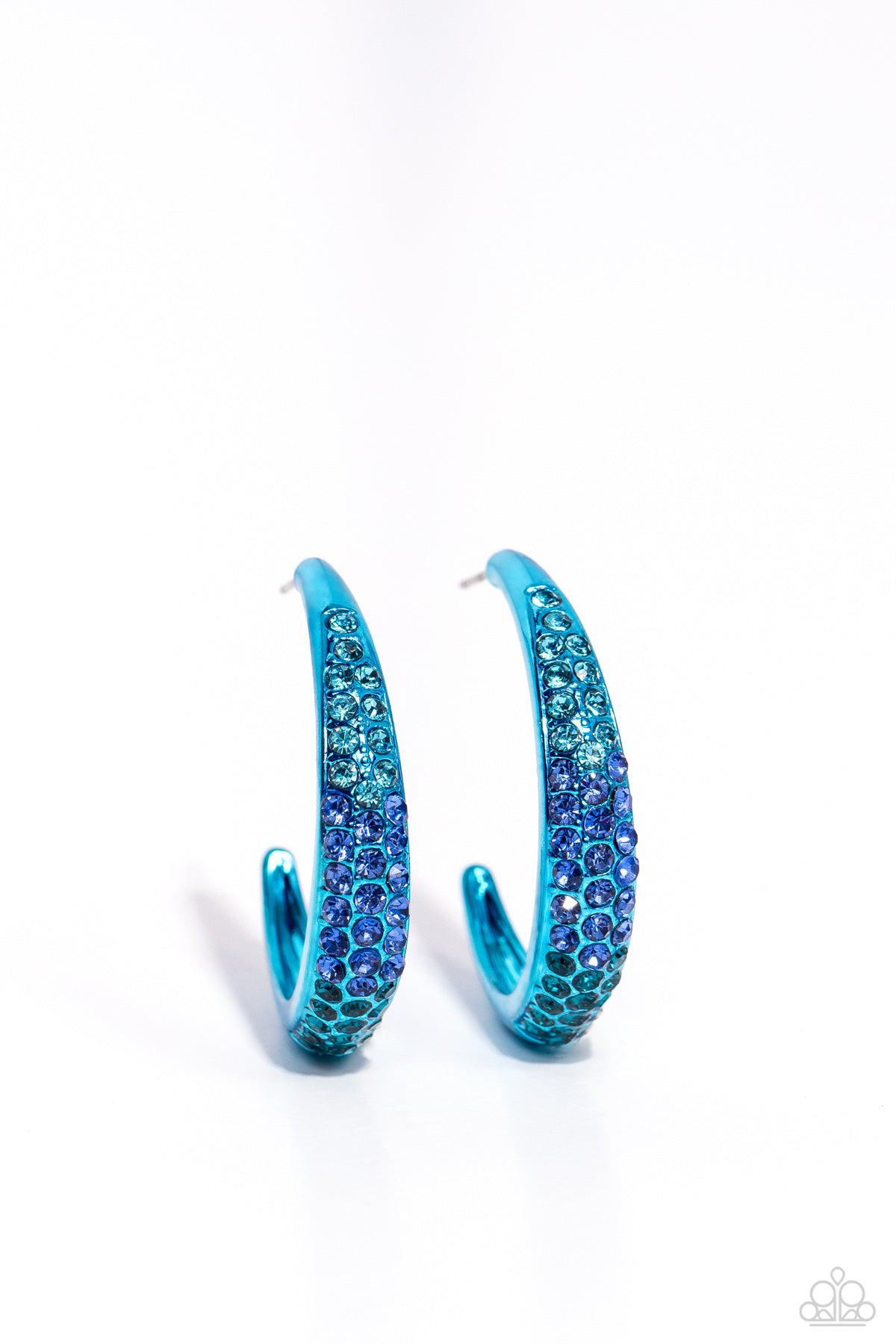 Obsessed with Ombre Blue Rhinestone Hoop Earrings - Paparazzi Accessories- lightbox - CarasShop.com - $5 Jewelry by Cara Jewels