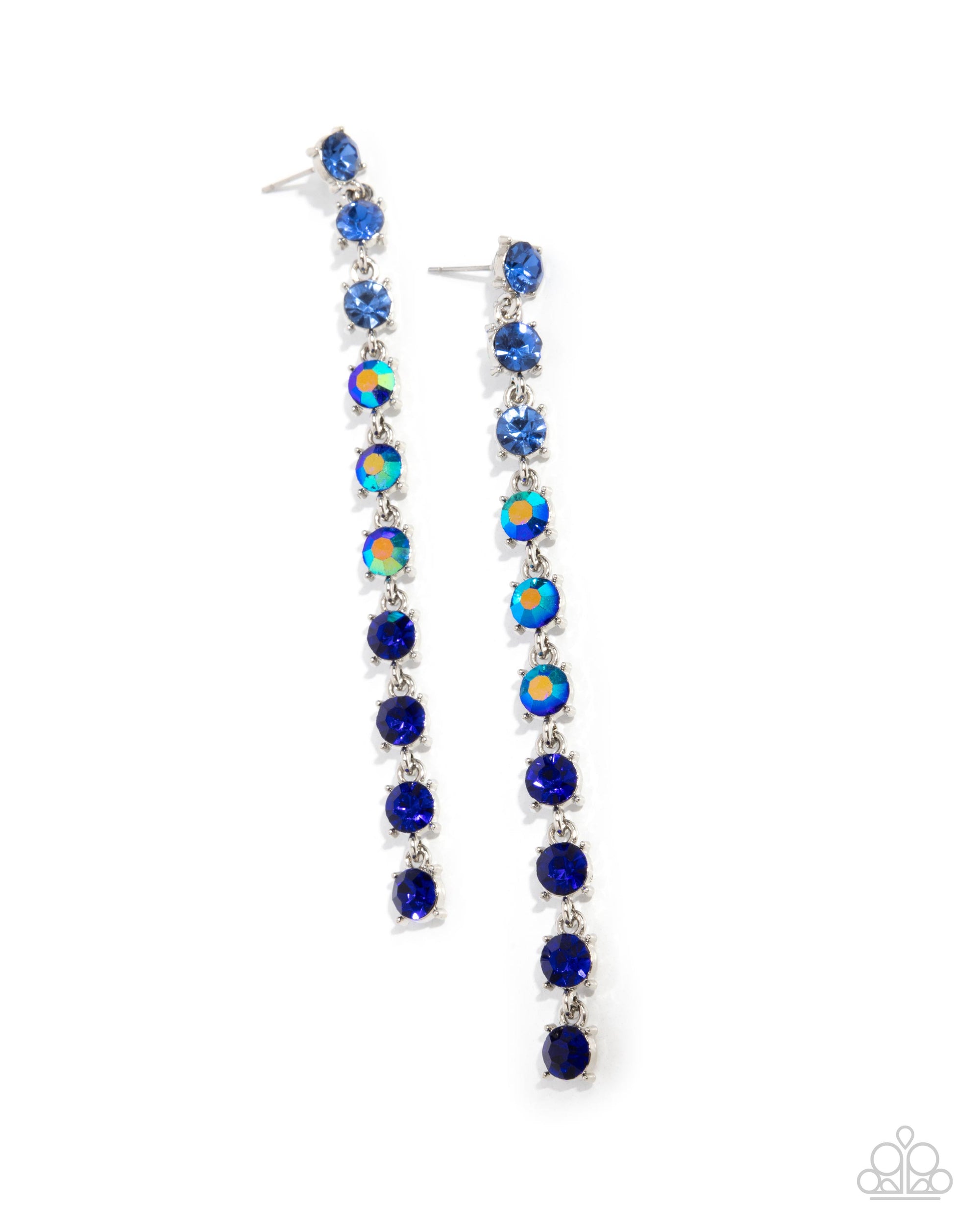 Opulent Ombre Blue Rhinestone Earrings - Paparazzi Accessories- lightbox - CarasShop.com - $5 Jewelry by Cara Jewels