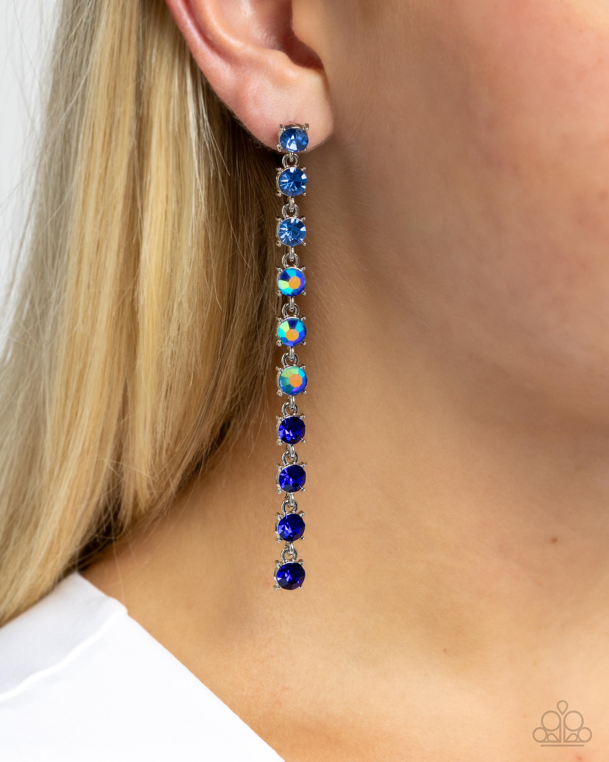 Opulent Ombre Blue Rhinestone Earrings - Paparazzi Accessories- lightbox - CarasShop.com - $5 Jewelry by Cara Jewels