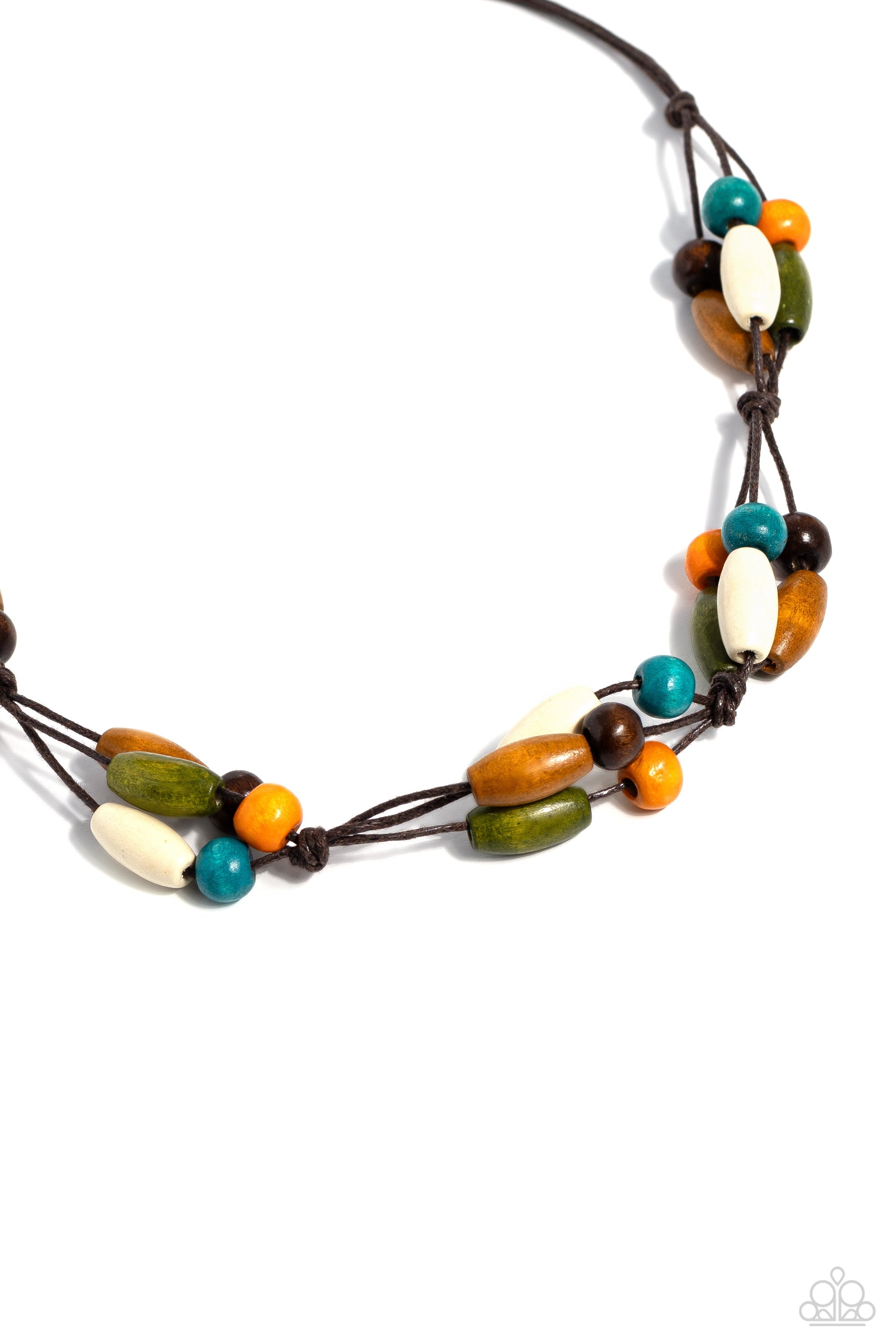 Outback Epic Multi Brown & Green Wood Urban Necklace - Paparazzi Accessories- lightbox - CarasShop.com - $5 Jewelry by Cara Jewels