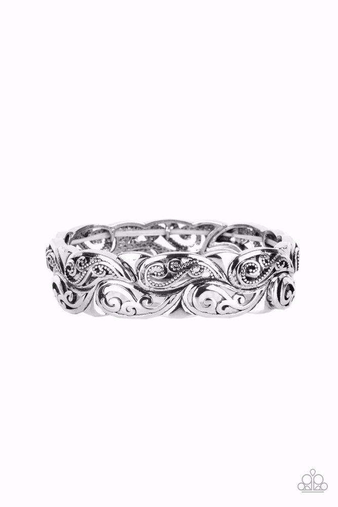 Paisley Portico Silver Bracelet - Paparazzi Accessories- lightbox - CarasShop.com - $5 Jewelry by Cara Jewels