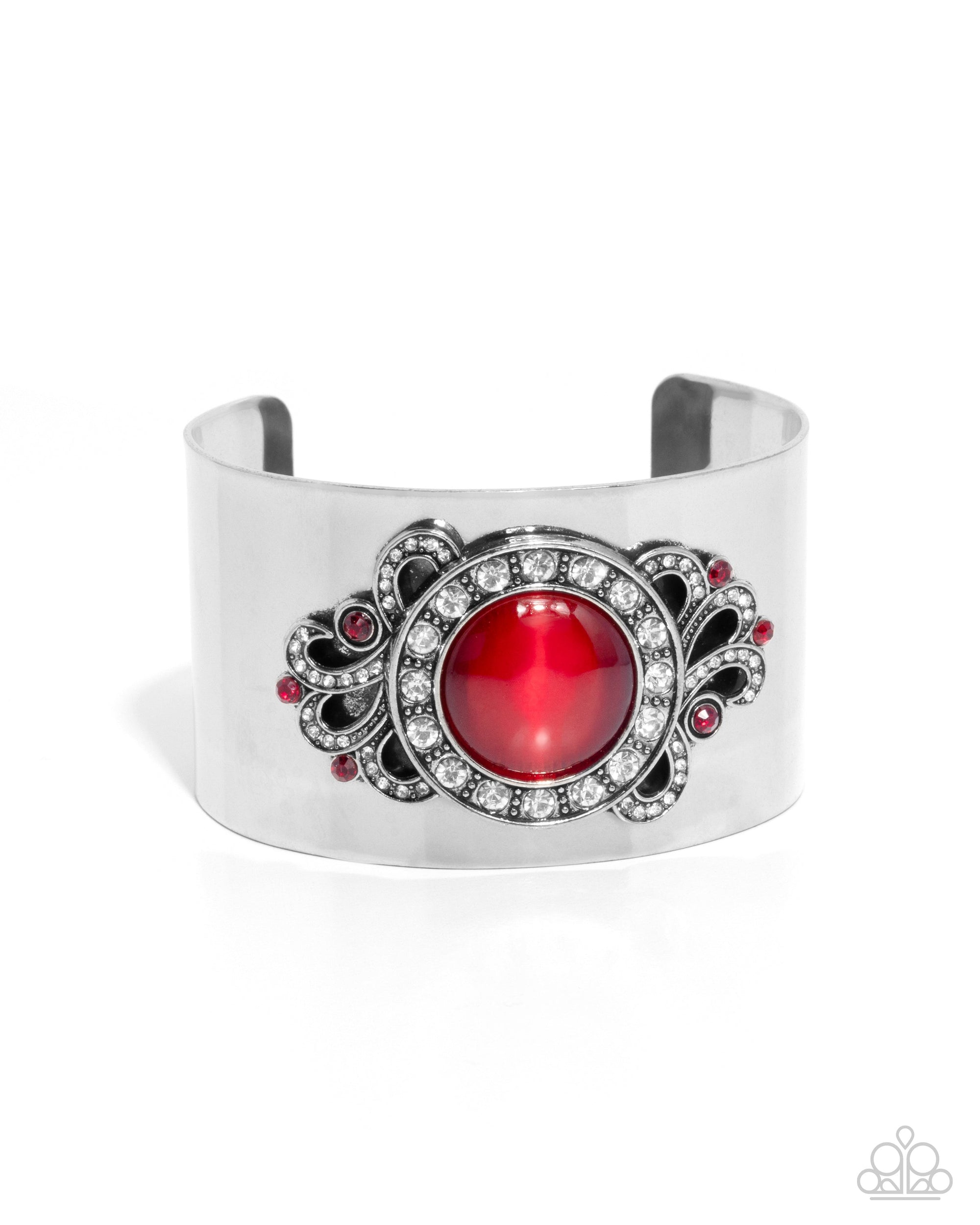 Paisley Princess Red Cat's Eye Stone Cuff Bracelet - Paparazzi Accessories- lightbox - CarasShop.com - $5 Jewelry by Cara Jewels