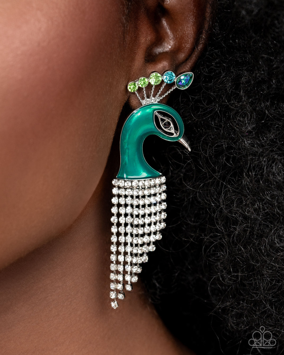 Pampered Peacock Multi Earrings - Paparazzi Accessories-on model - CarasShop.com - $5 Jewelry by Cara Jewels