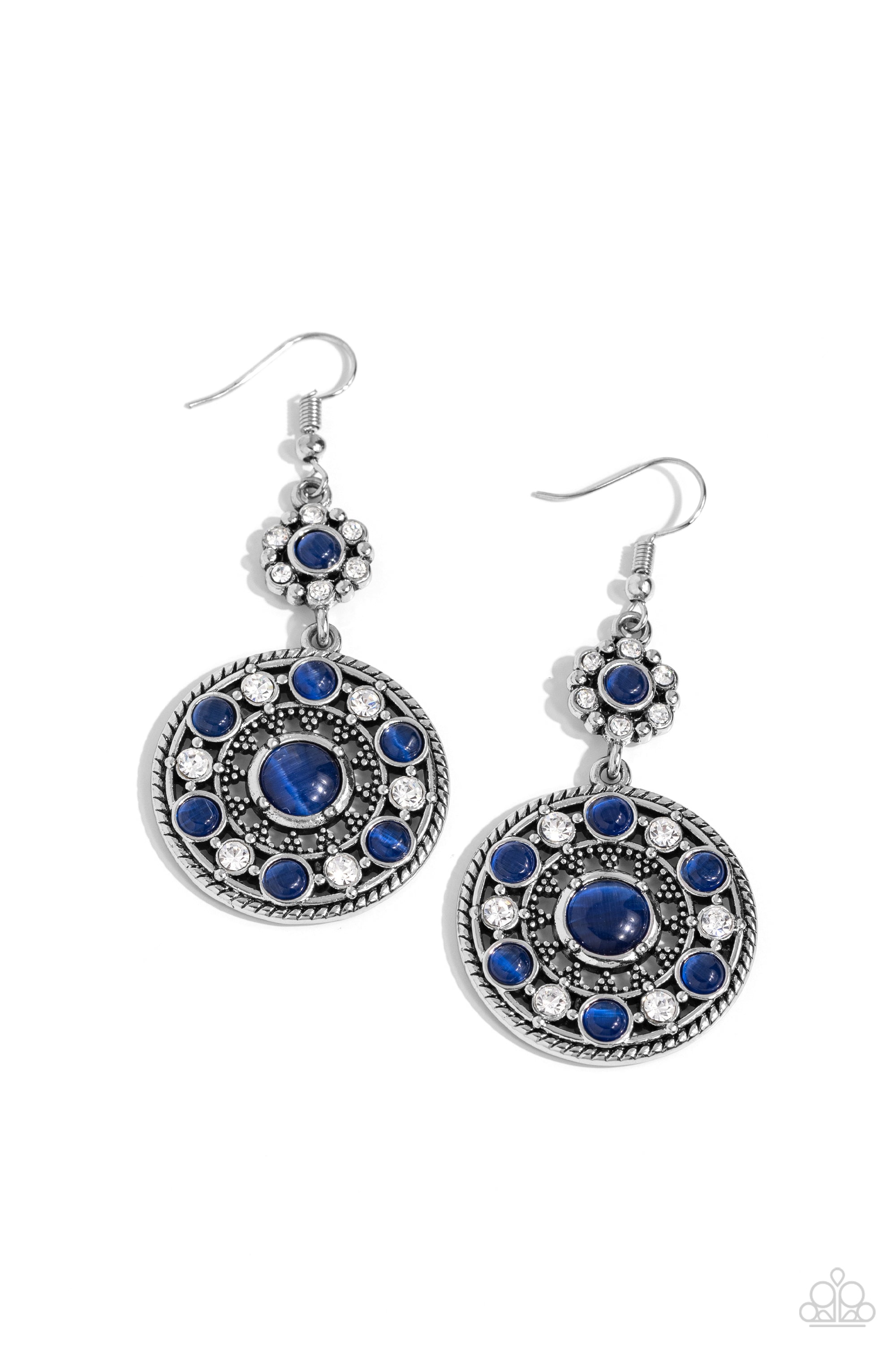 Party at My PALACE Blue Cat's Eye Stone Earrings - Paparazzi Accessories- lightbox - CarasShop.com - $5 Jewelry by Cara Jewels