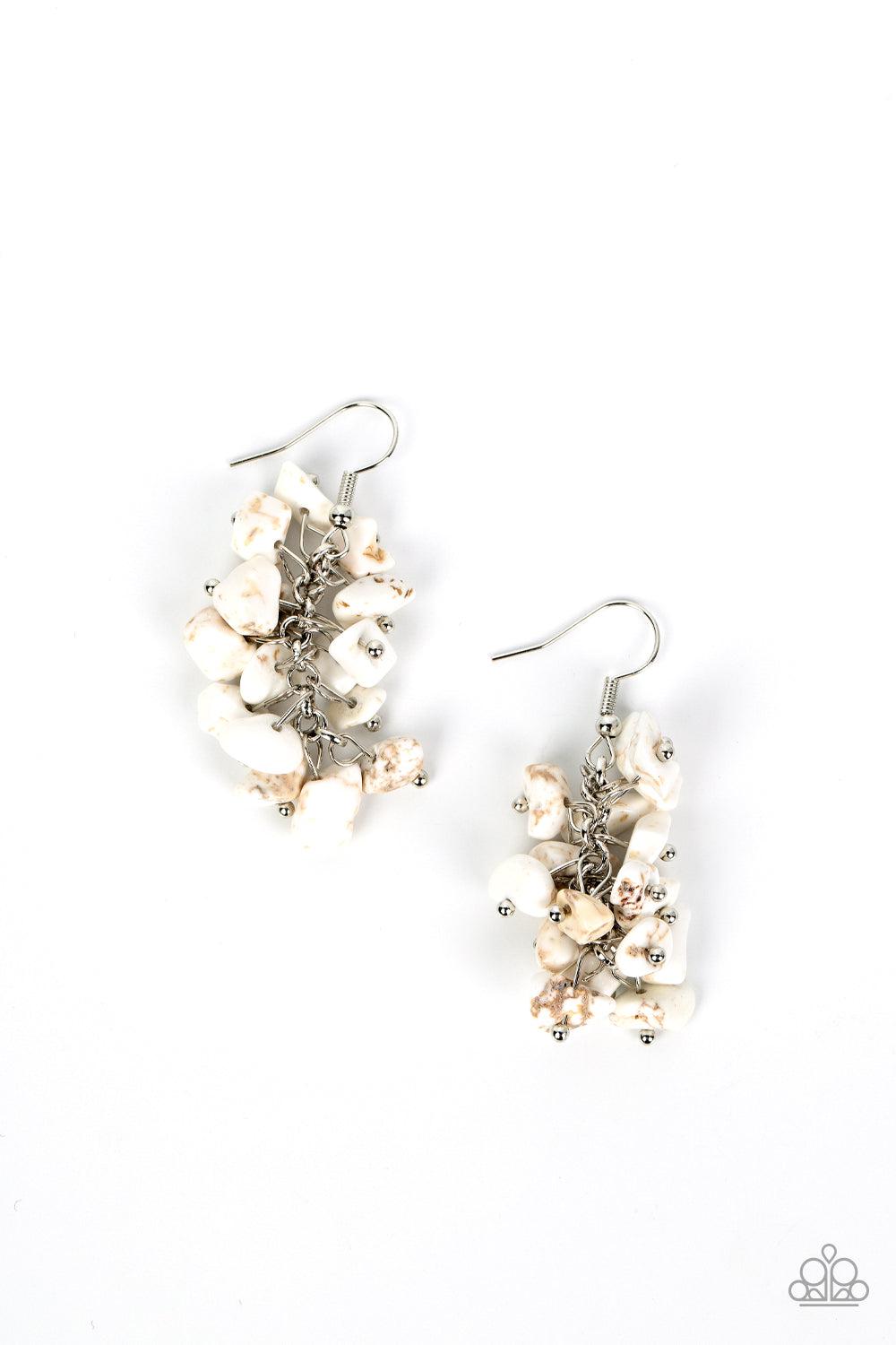 Pebble Palette White Stone Earrings - Paparazzi Accessories- lightbox - CarasShop.com - $5 Jewelry by Cara Jewels
