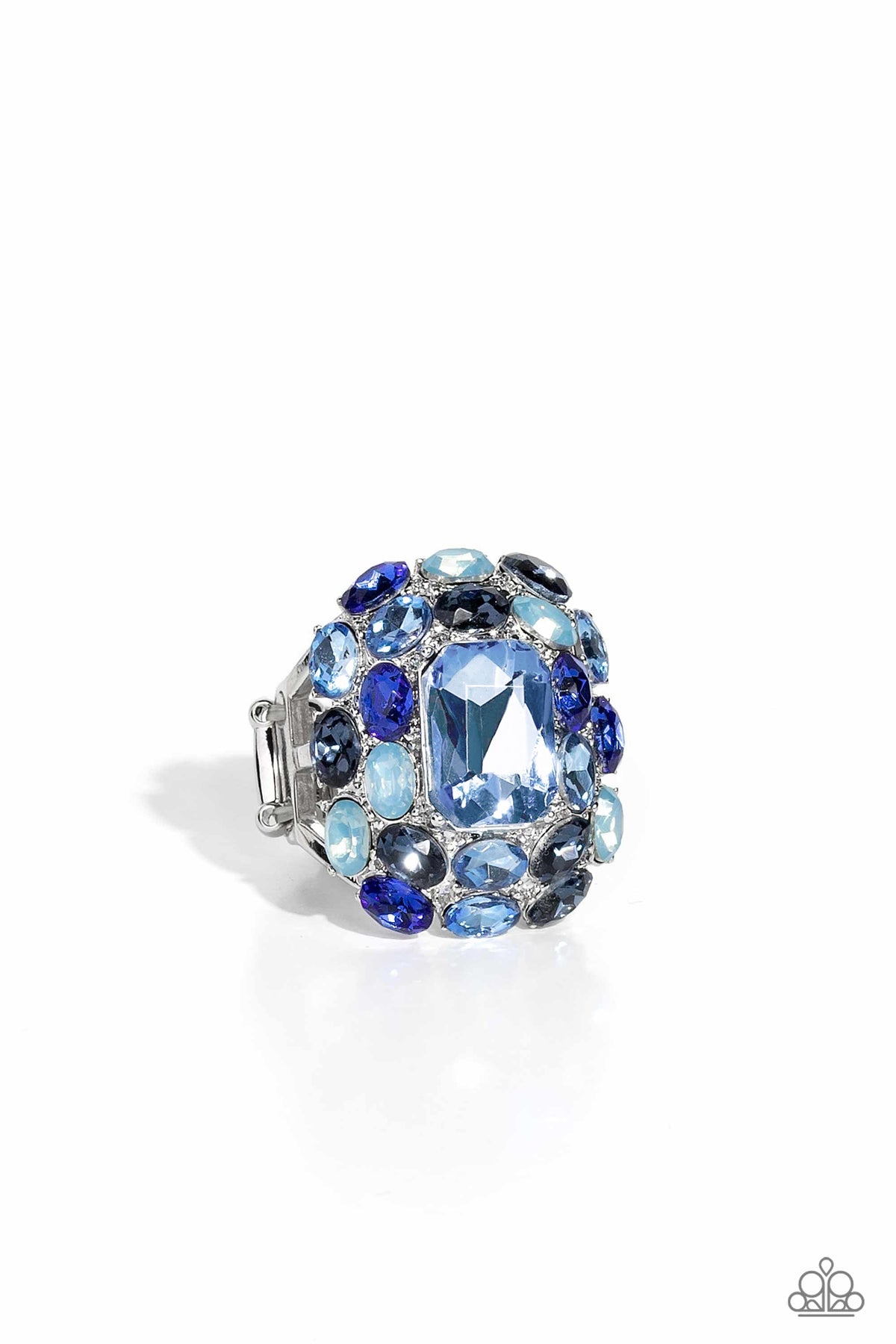 Perfectly Park Avenue Blue Rhinestone Ring - Paparazzi Accessories- lightbox - CarasShop.com - $5 Jewelry by Cara Jewels