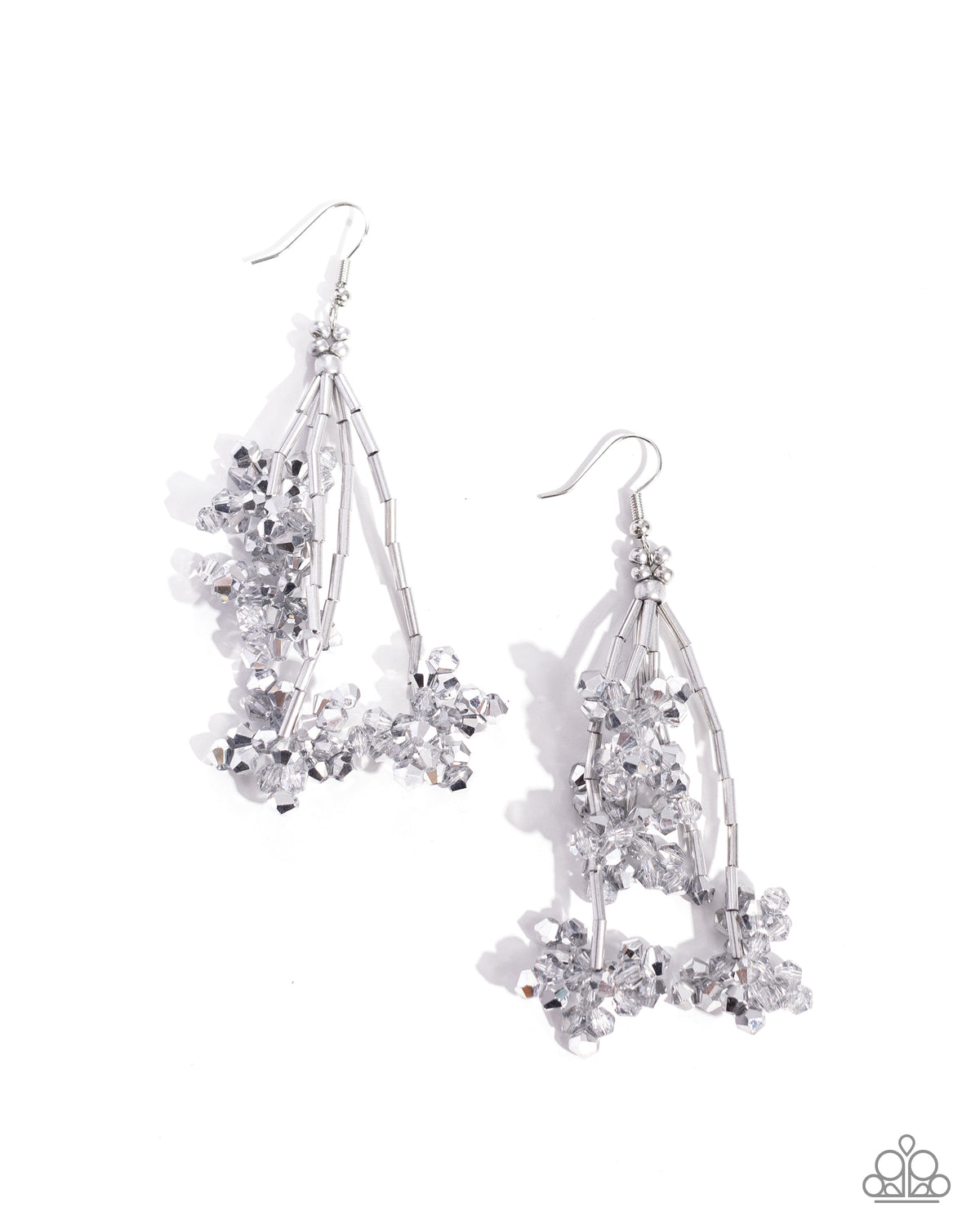 Petaled Precipitation Silver &amp; Hematite Earrings - Paparazzi Accessories- lightbox - CarasShop.com - $5 Jewelry by Cara Jewels