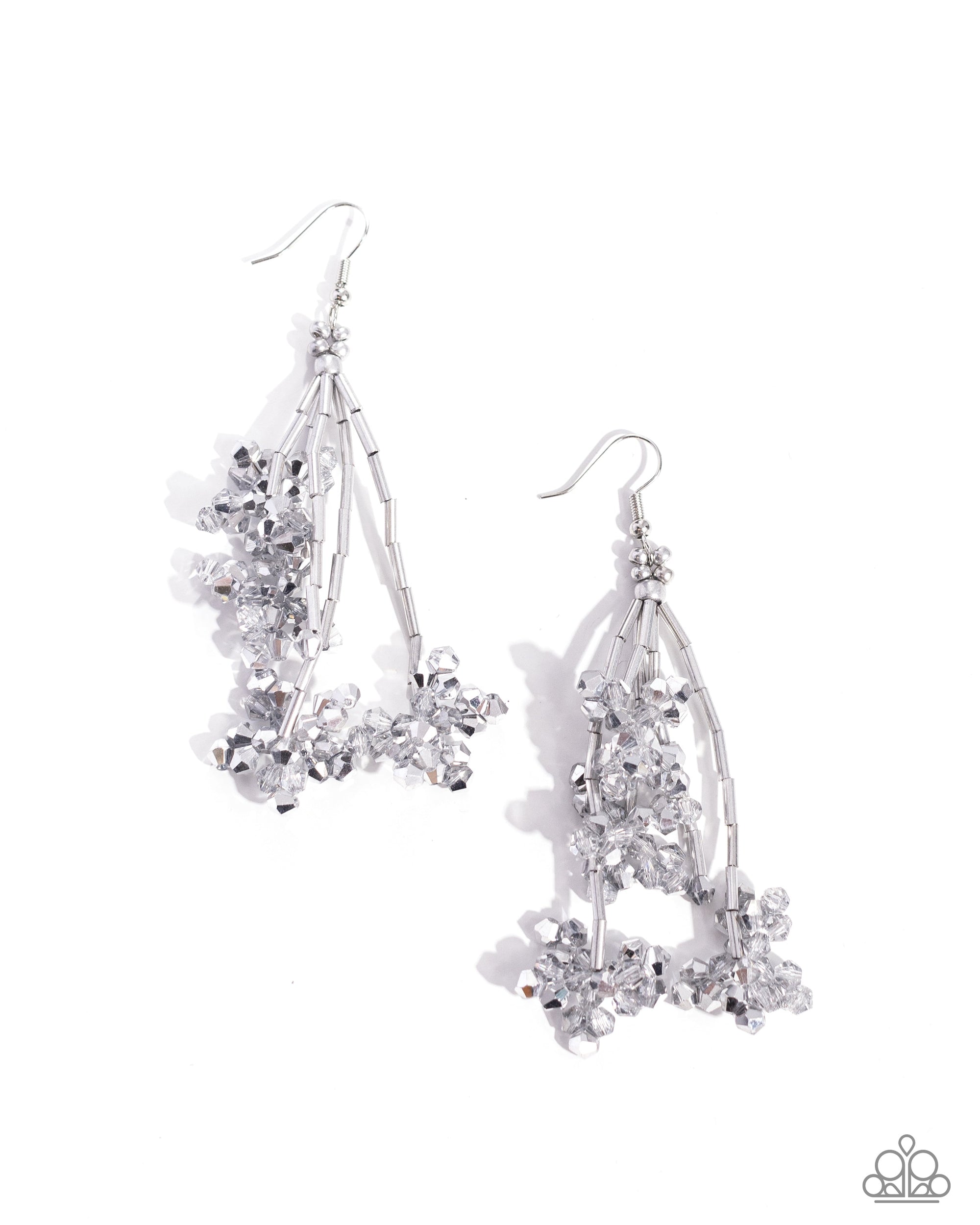 Petaled Precipitation Silver & Hematite Earrings - Paparazzi Accessories- lightbox - CarasShop.com - $5 Jewelry by Cara Jewels