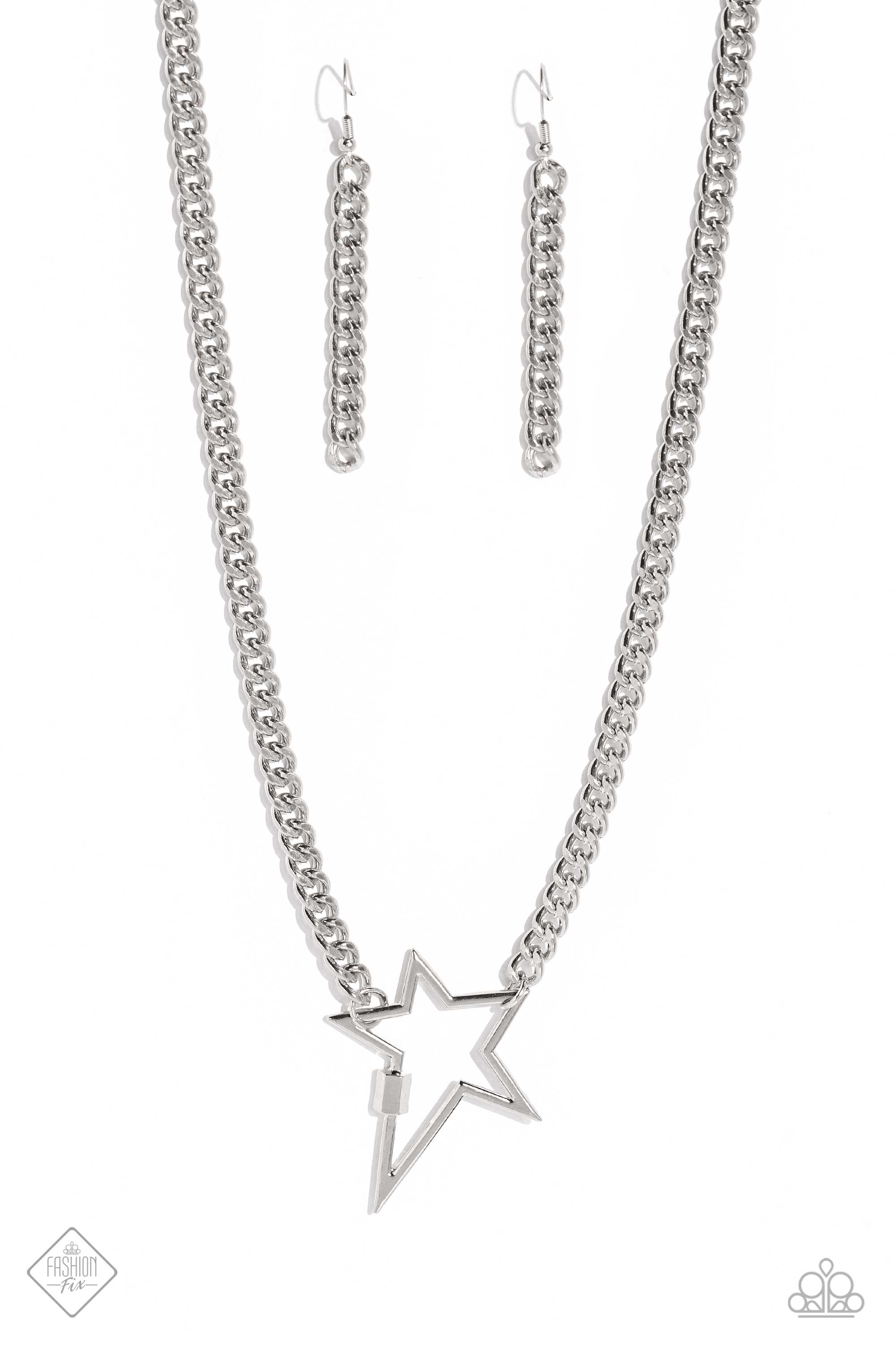 Playful Popstar Silver Necklace - Paparazzi Accessories- lightbox - CarasShop.com - $5 Jewelry by Cara Jewels