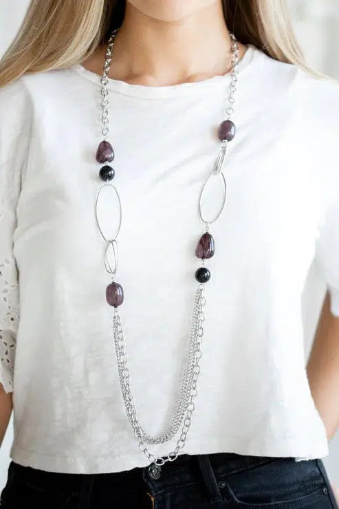 Pleasant Promenade Black Necklace - Paparazzi Accessories-on model - CarasShop.com - $5 Jewelry by Cara Jewels