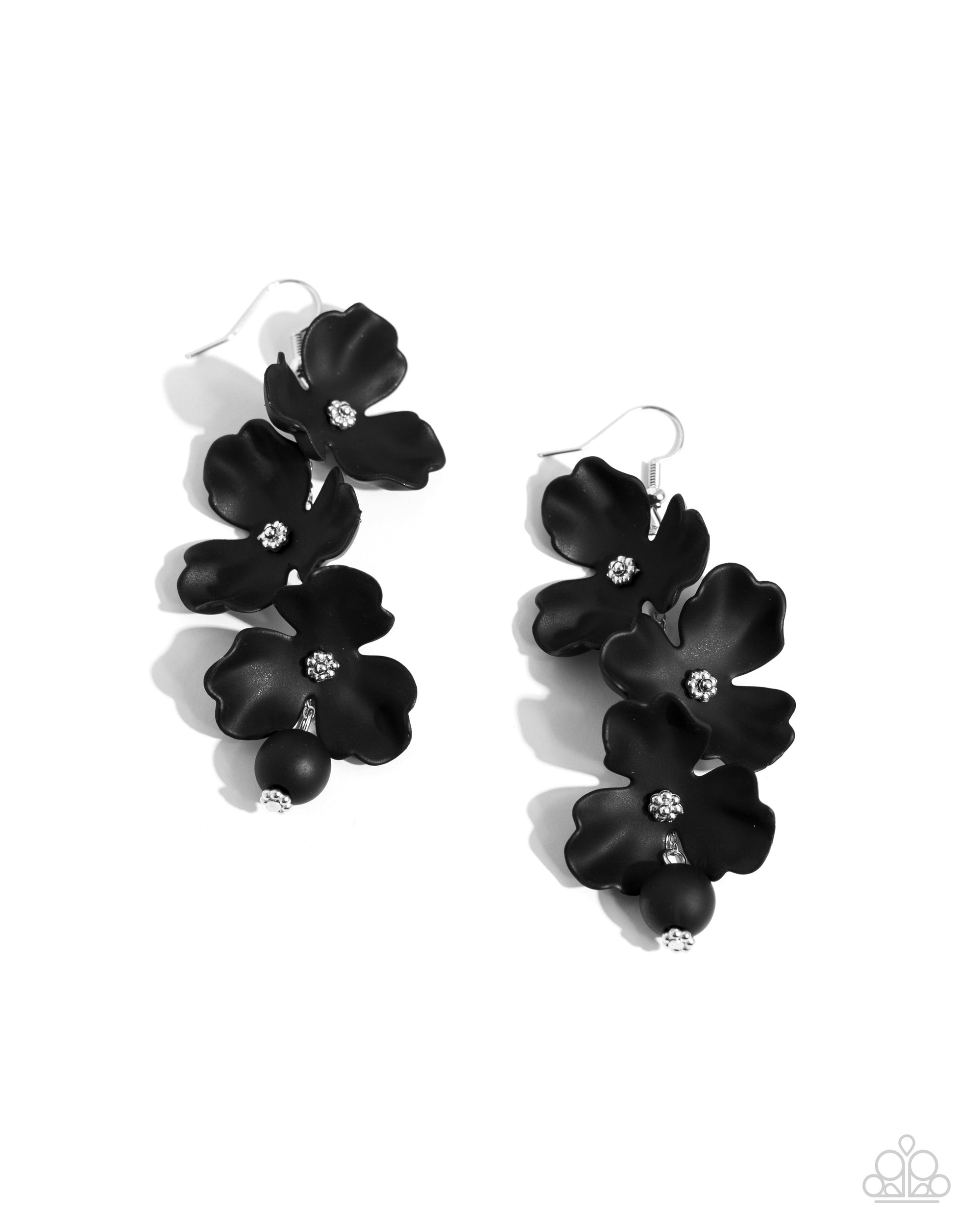 Plentiful Petals Black Acrylic Flower Earrings - Paparazzi Accessories- lightbox - CarasShop.com - $5 Jewelry by Cara Jewels
