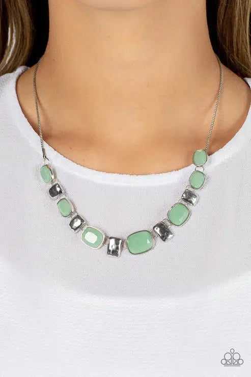 Polished Parade Green Necklace - Paparazzi Accessories-on model - CarasShop.com - $5 Jewelry by Cara Jewels