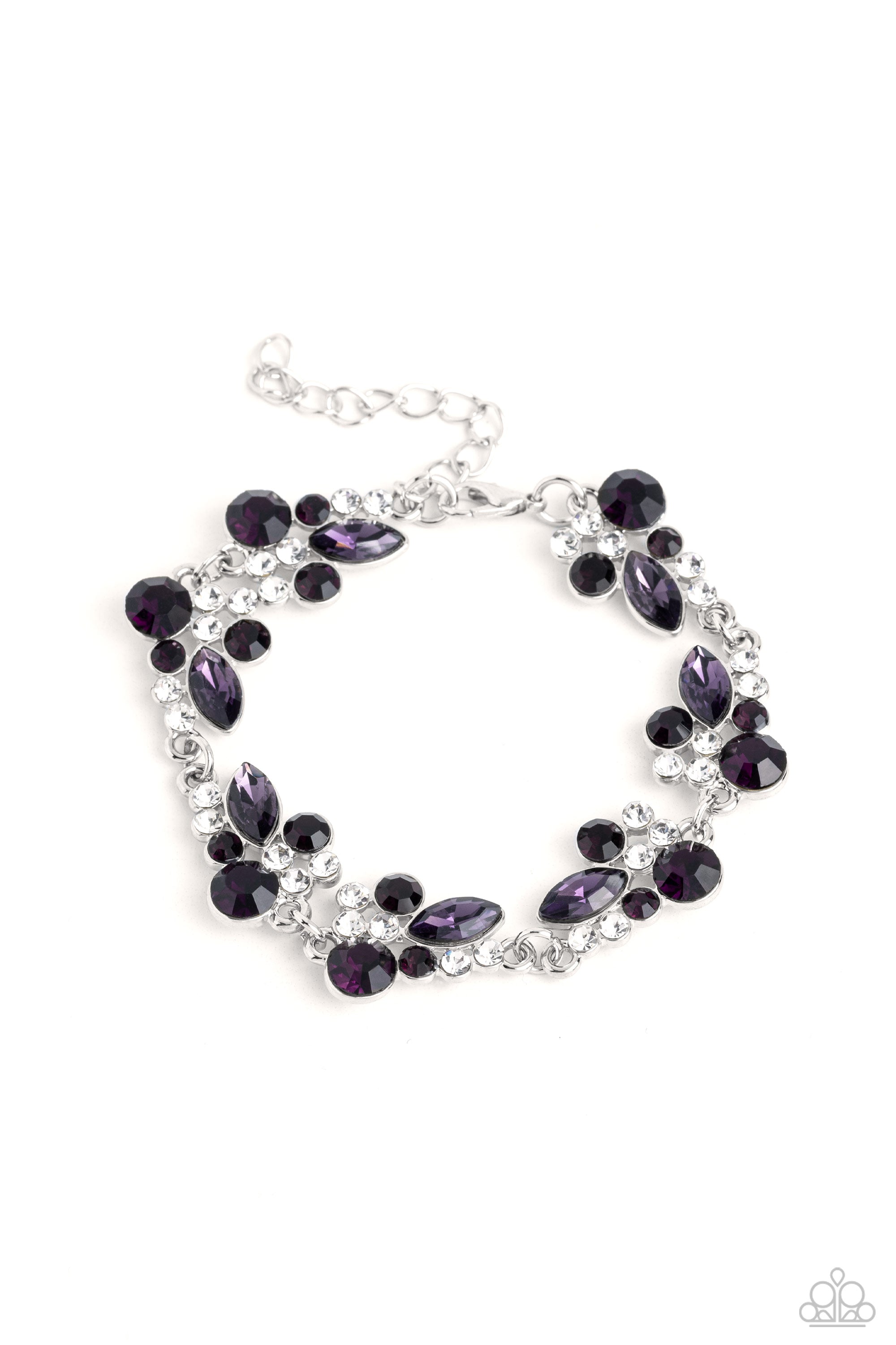 Poolside Perfection Purple Rhinestone Bracelet - Paparazzi Accessories- lightbox - CarasShop.com - $5 Jewelry by Cara Jewels