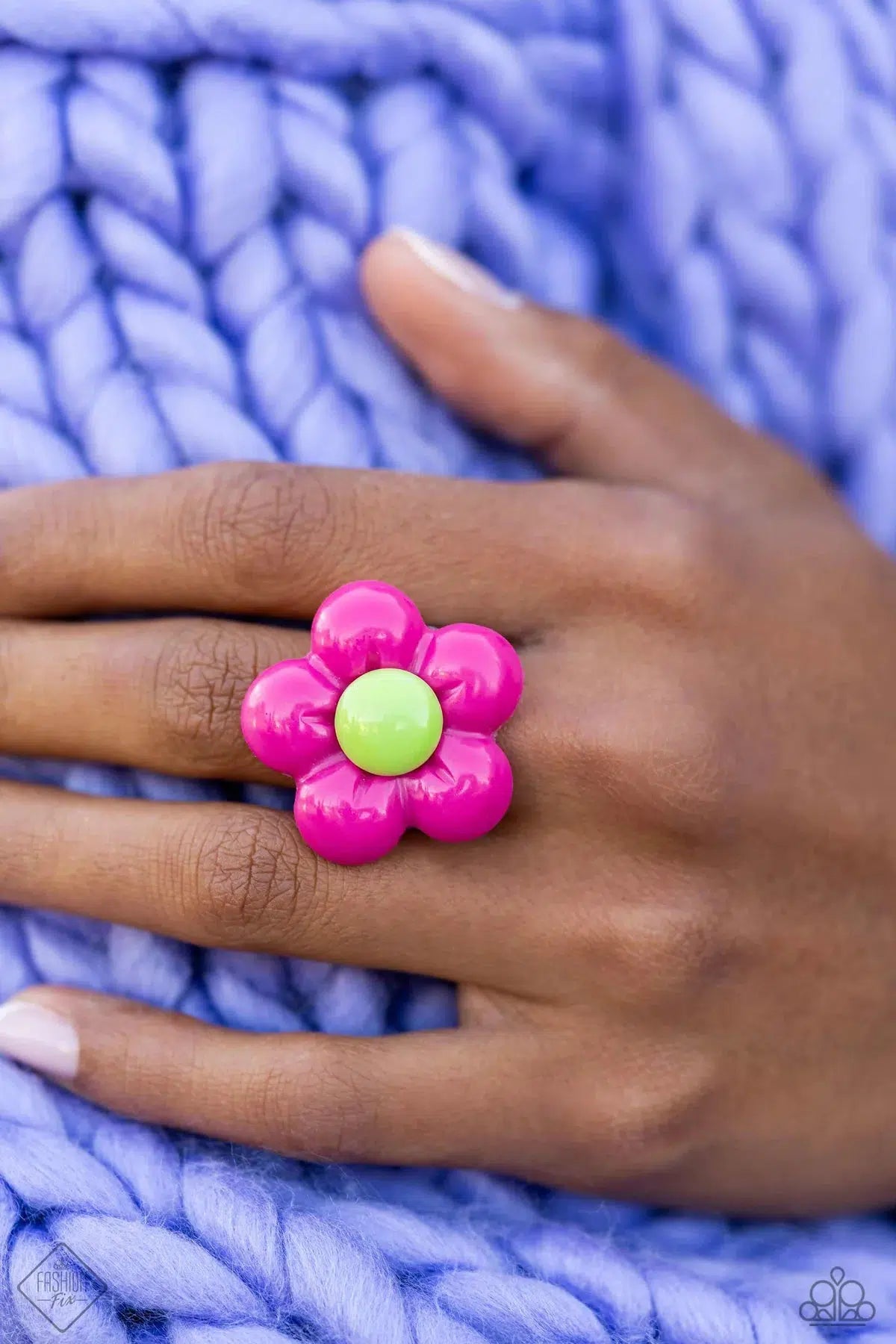 Poppin&#39; Paradise Pink Ring - Paparazzi Accessories- on model - CarasShop.com - $5 Jewelry by Cara Jewels