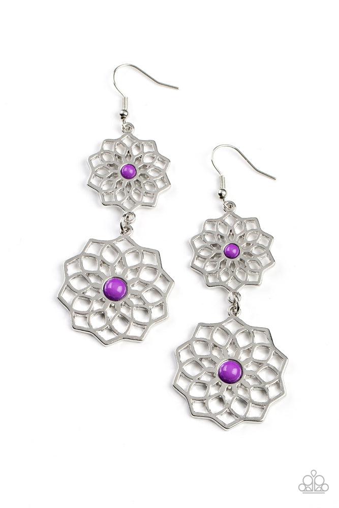 Posh Posy Purple Earrings - Paparazzi Accessories- lightbox - CarasShop.com - $5 Jewelry by Cara Jewels