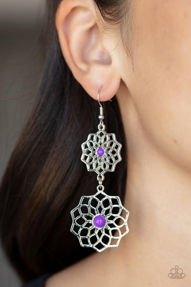 Posh Posy Purple Earrings - Paparazzi Accessories- lightbox - CarasShop.com - $5 Jewelry by Cara Jewels