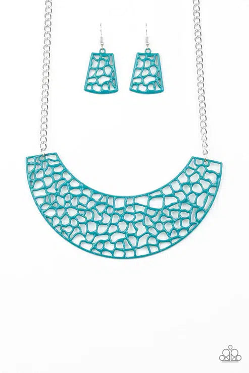 Powerful Prowl Blue Necklace - Paparazzi Accessories- lightbox - CarasShop.com - $5 Jewelry by Cara Jewels