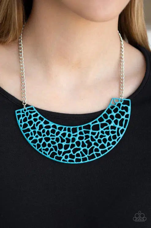 Powerful Prowl Blue Necklace - Paparazzi Accessories- on model - CarasShop.com - $5 Jewelry by Cara Jewels