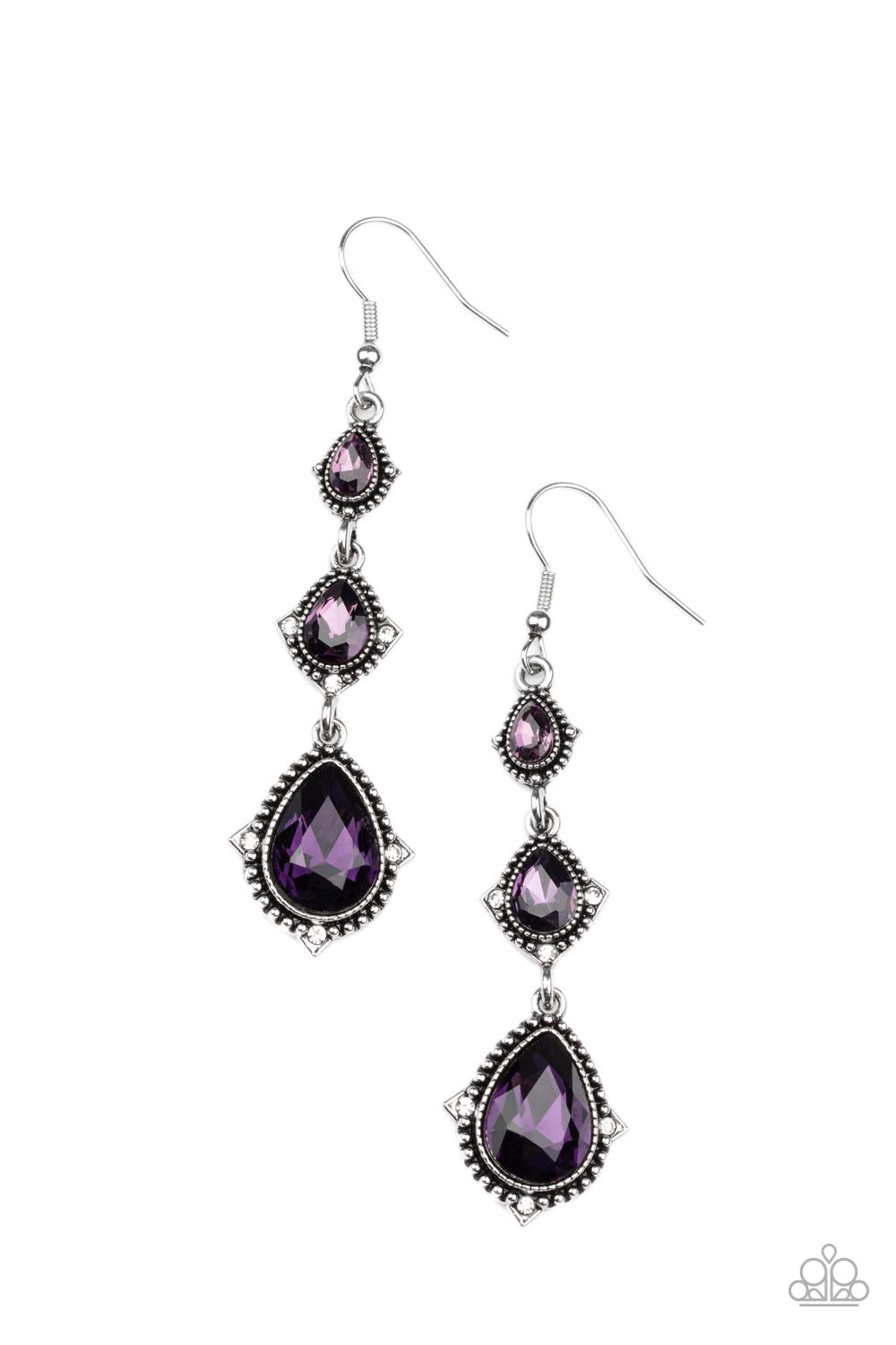 Prague Princess Purple Rhinestone Earrings - Paparazzi Accessories- lightbox - CarasShop.com - $5 Jewelry by Cara Jewels