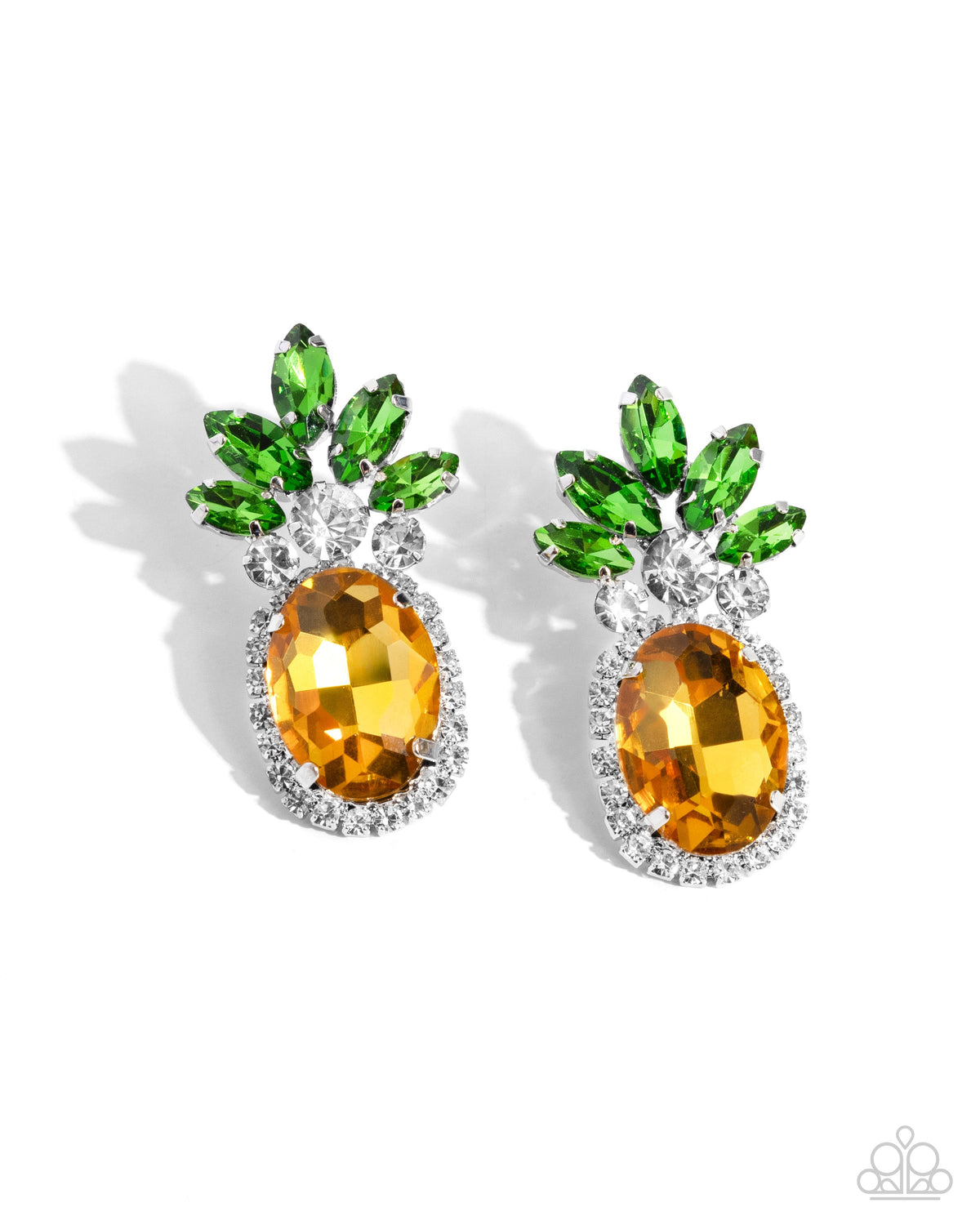 Prismatic Pineapple Yellow Rhinestone Earrings - Paparazzi Accessories- lightbox - CarasShop.com - $5 Jewelry by Cara Jewels