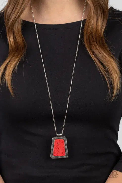 Private Plateau Red Necklace - Paparazzi Accessories- on model - CarasShop.com - $5 Jewelry by Cara Jewels