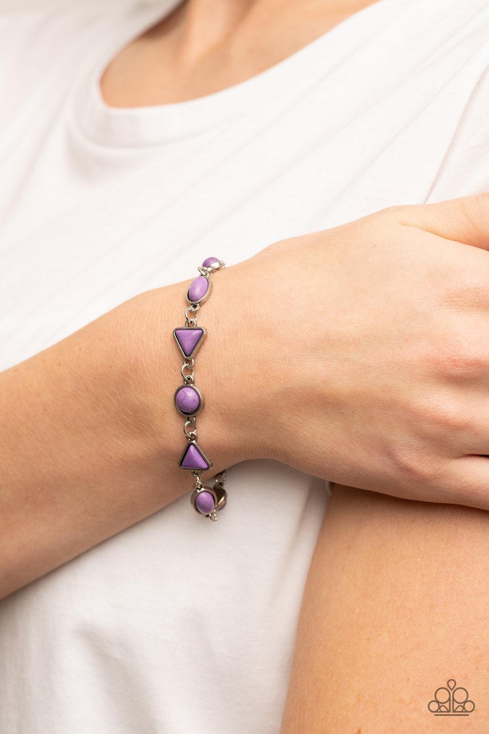 Quarry Quarrel Purple Stone Bracelet - Paparazzi Accessories-on model - CarasShop.com - $5 Jewelry by Cara Jewels