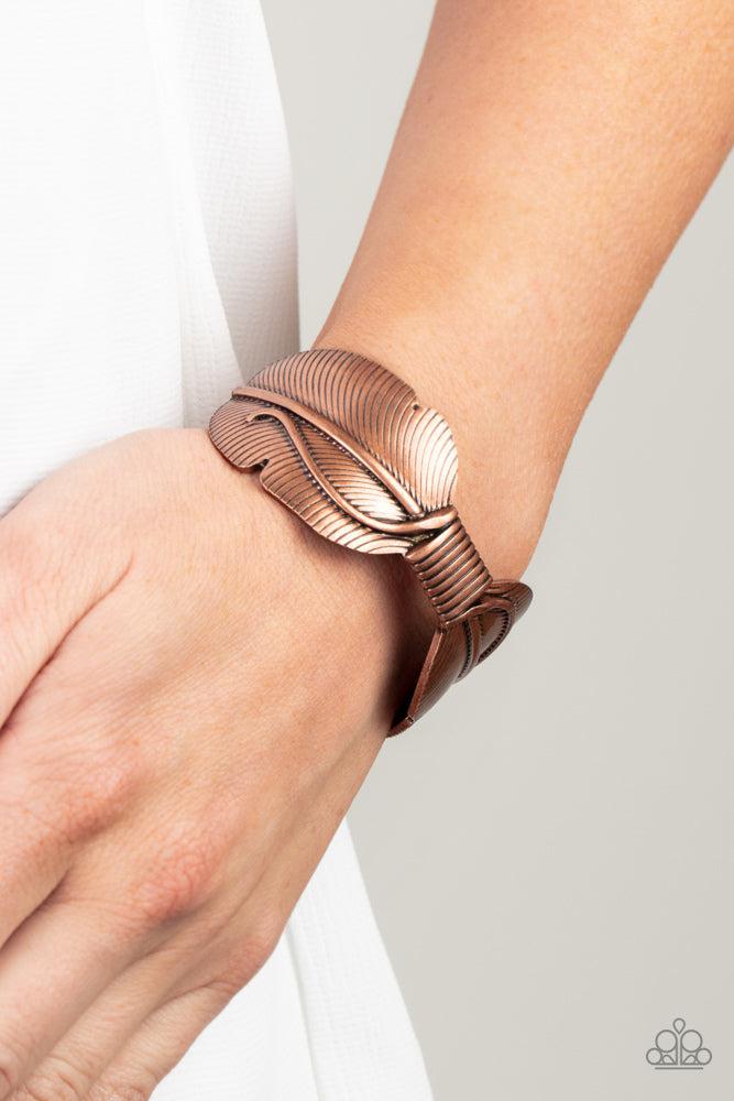 Quill Quencher Copper Bracelet - Paparazzi Accessories-on model - CarasShop.com - $5 Jewelry by Cara Jewels