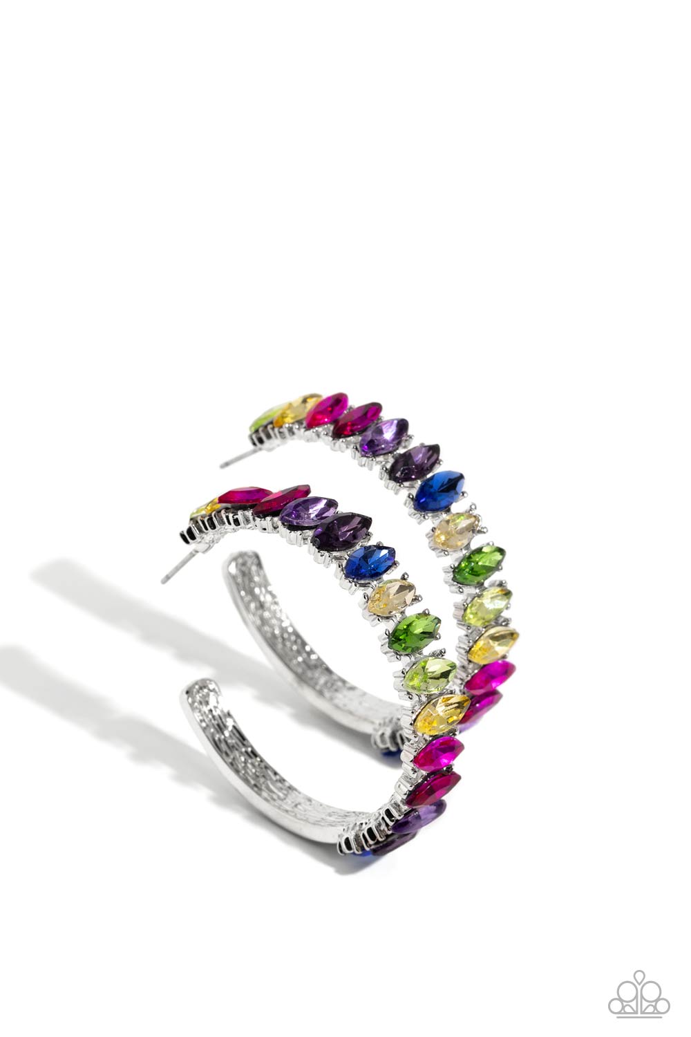 Rainbow Range Multi Rhinestone Hoop Earrings - Paparazzi Accessories- lightbox - CarasShop.com - $5 Jewelry by Cara Jewels