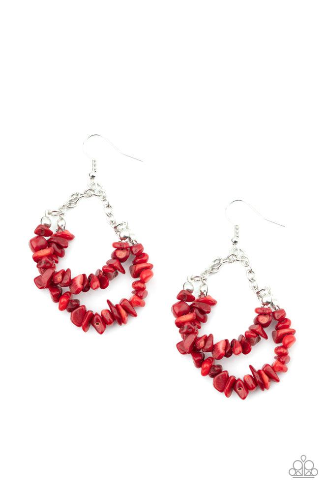 Rainbow Rock Gardens Red Earrings - Paparazzi Accessories- lightbox - CarasShop.com - $5 Jewelry by Cara Jewels