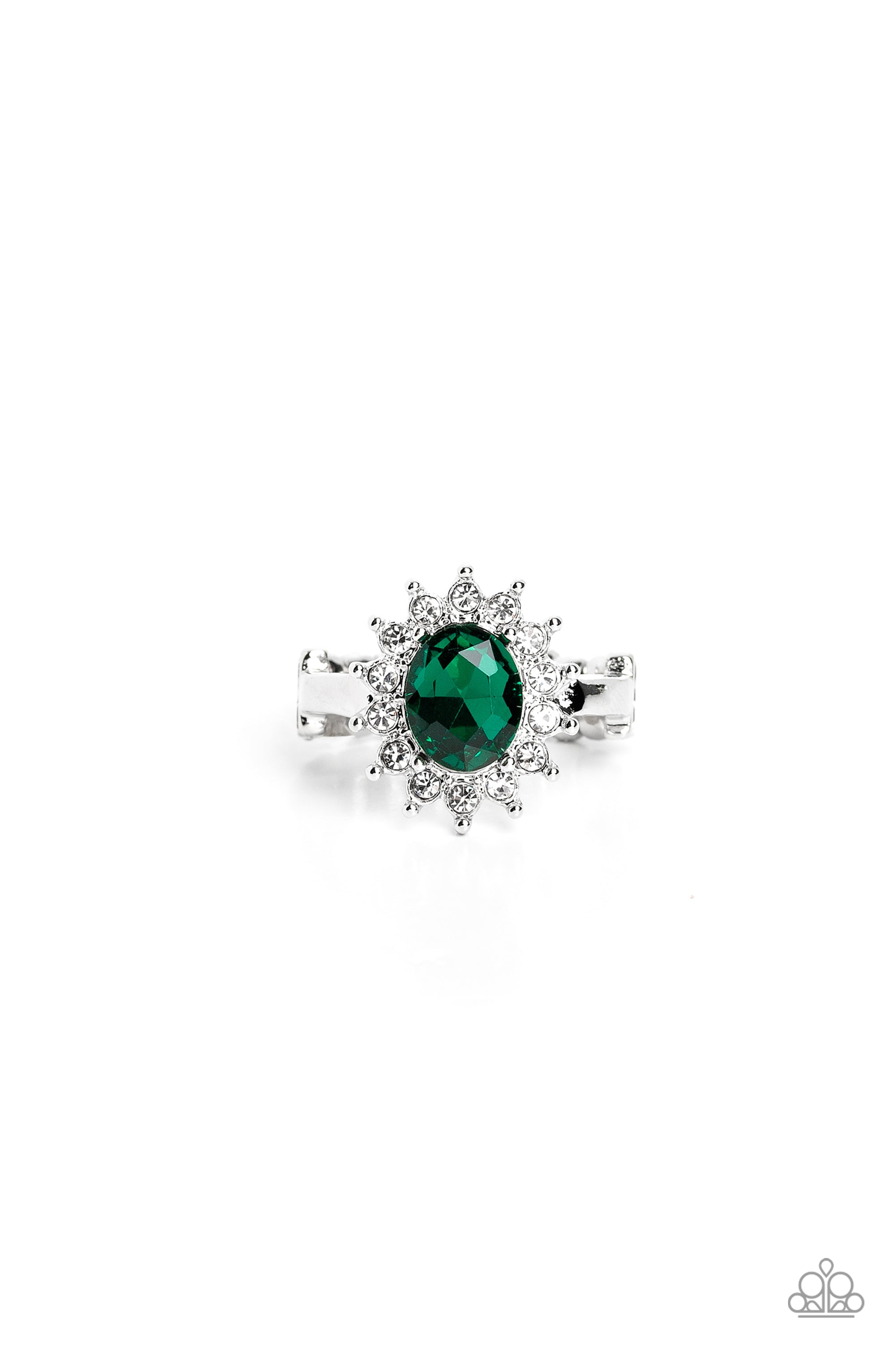 Red Carpet Reveal Green Rhinestone Ring - Paparazzi Accessories- lightbox - CarasShop.com - $5 Jewelry by Cara Jewels