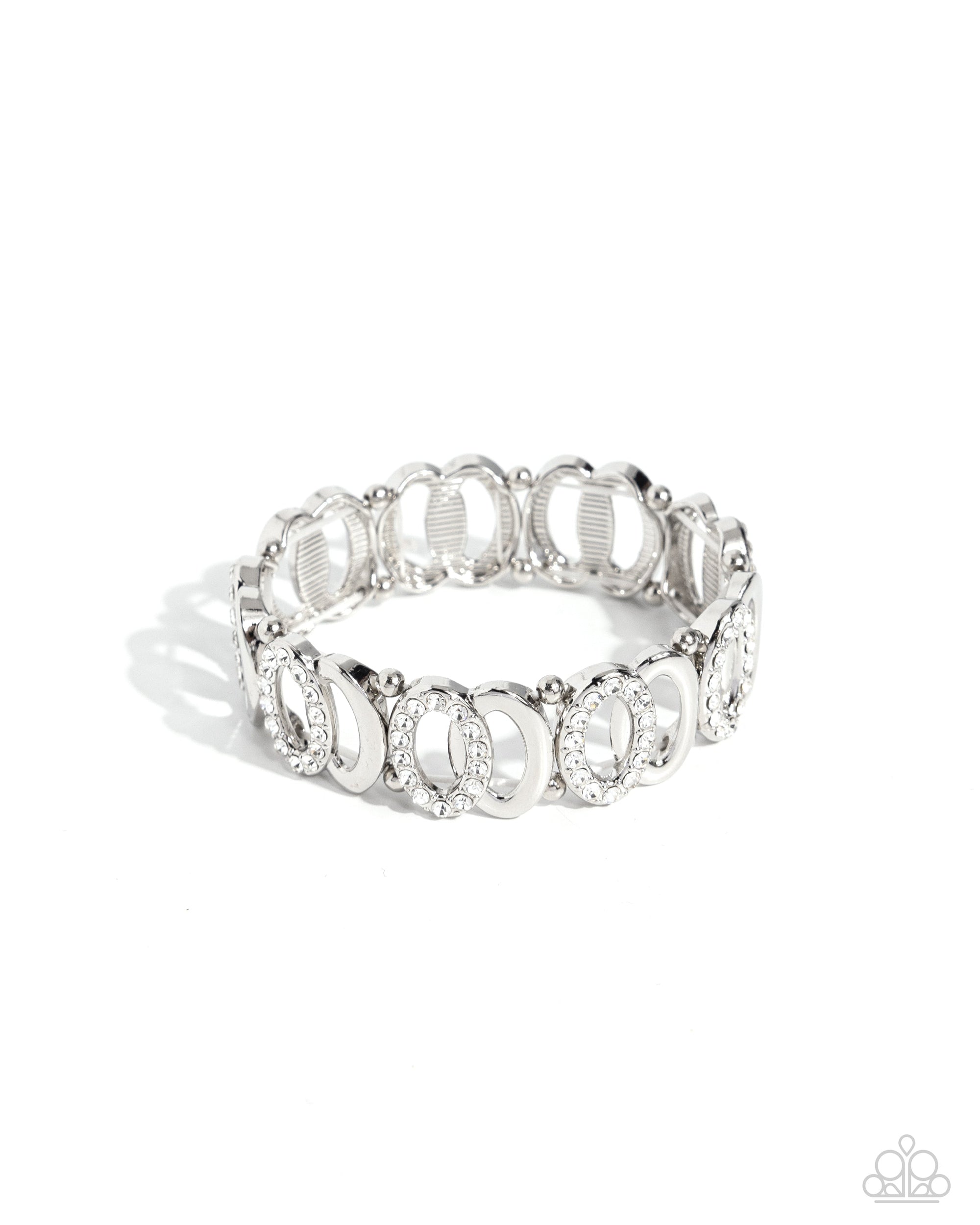 Refined Rarity White Rhinestone Bracelet - Paparazzi Accessories- lightbox - CarasShop.com - $5 Jewelry by Cara Jewels