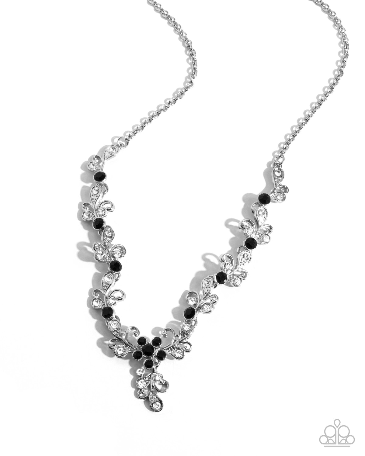 Refreshing Refinement Black &amp; White Rhinestone Necklace - Paparazzi Accessories- lightbox - CarasShop.com - $5 Jewelry by Cara Jewels