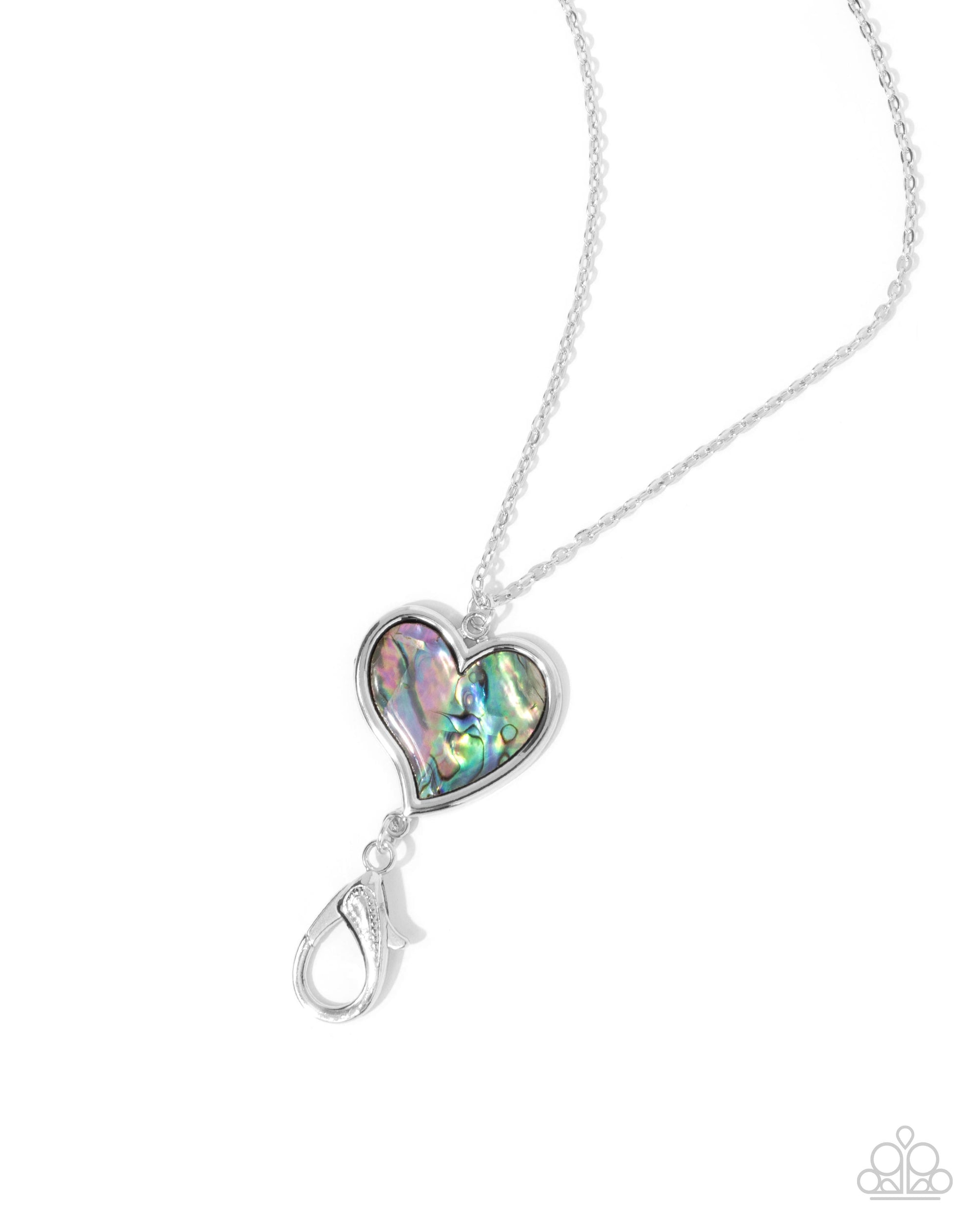 Reinventing Radiance Multi Abalone Heart Lanyard Necklace - Paparazzi Accessories- lightbox - CarasShop.com - $5 Jewelry by Cara Jewels