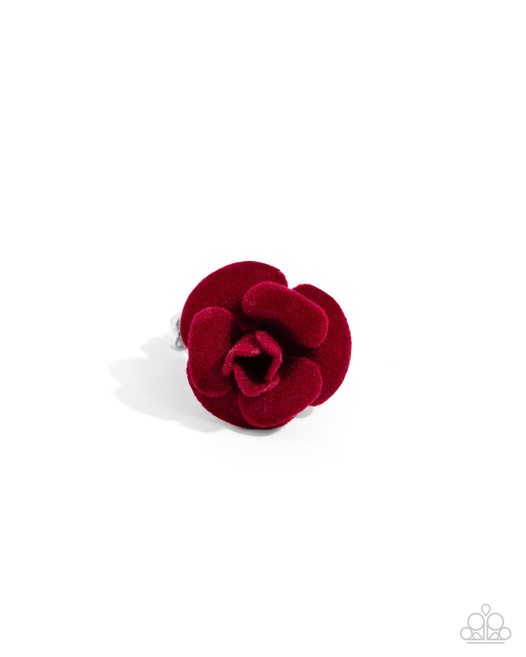 Relaxed Rosette Red Velvet Floral Ring - Paparazzi Accessories- lightbox - CarasShop.com - $5 Jewelry by Cara Jewels