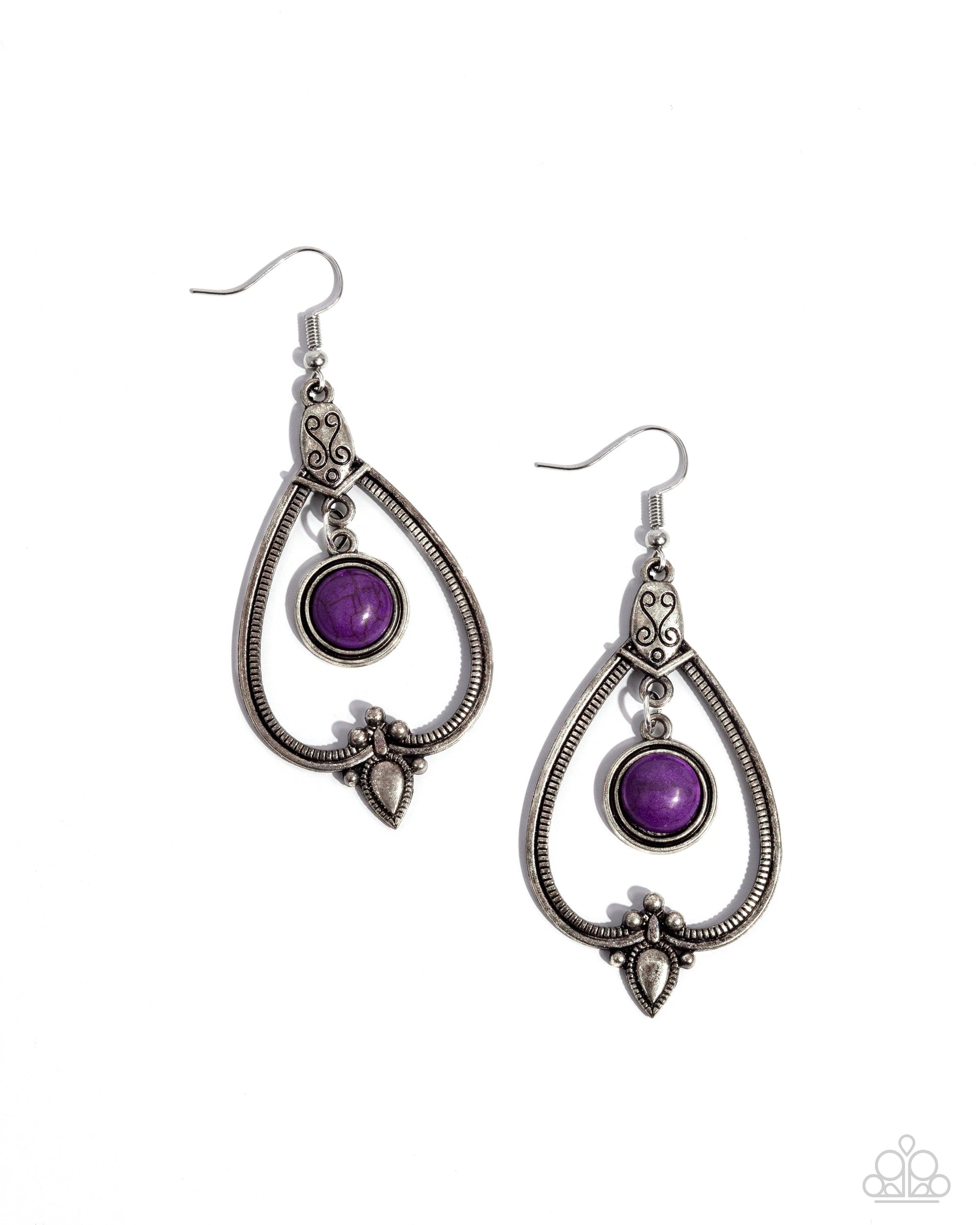 Rocky Mountain Royalty Purple Stone Earrings - Paparazzi Accessories- lightbox - CarasShop.com - $5 Jewelry by Cara Jewels