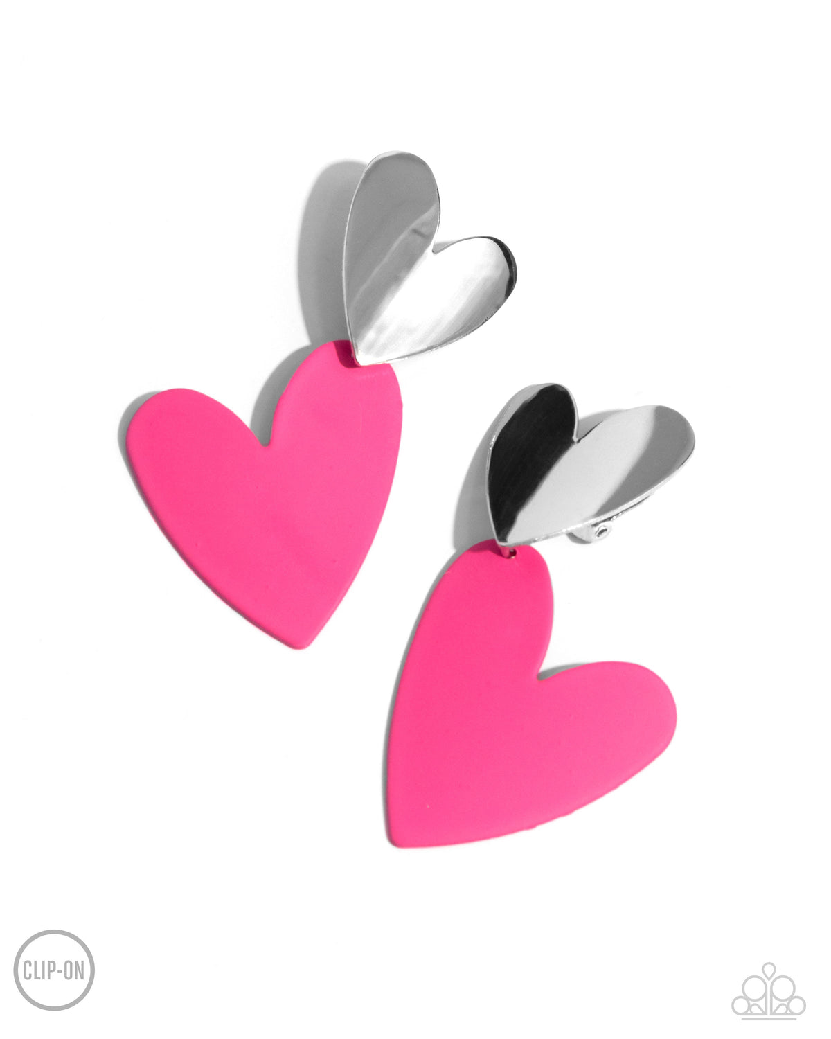 Romantic Occasion Pink Heart Clip-on Earrings - Paparazzi Accessories- lightbox - CarasShop.com - $5 Jewelry by Cara Jewels