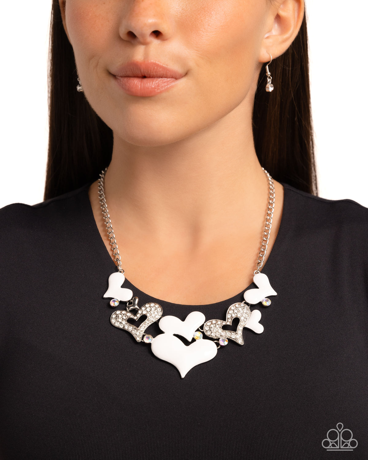 Room in My Heart for More White Necklace - Paparazzi Accessories-on model - CarasShop.com - $5 Jewelry by Cara Jewels