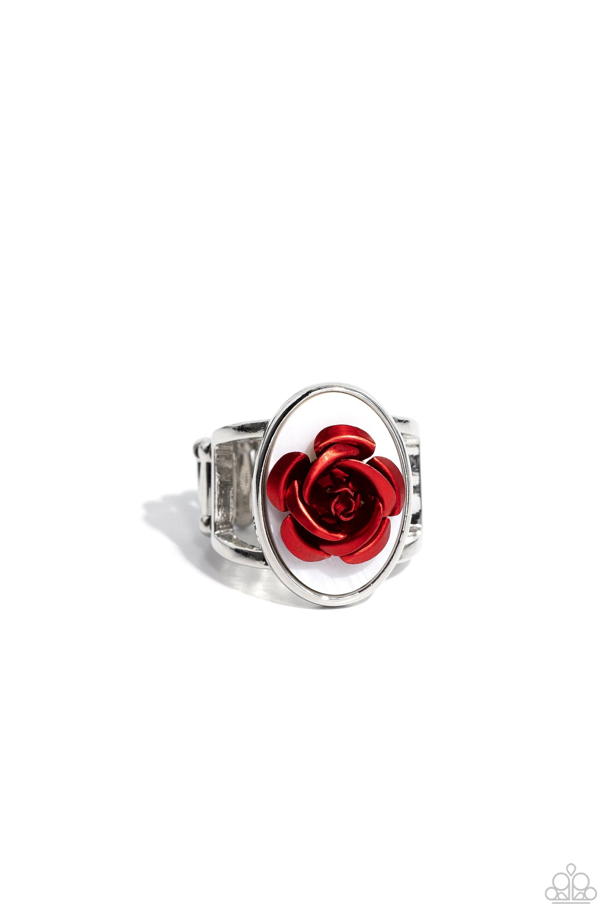 ROSE to My Heart Red Flower Ring - Paparazzi Accessories- lightbox - CarasShop.com - $5 Jewelry by Cara Jewels