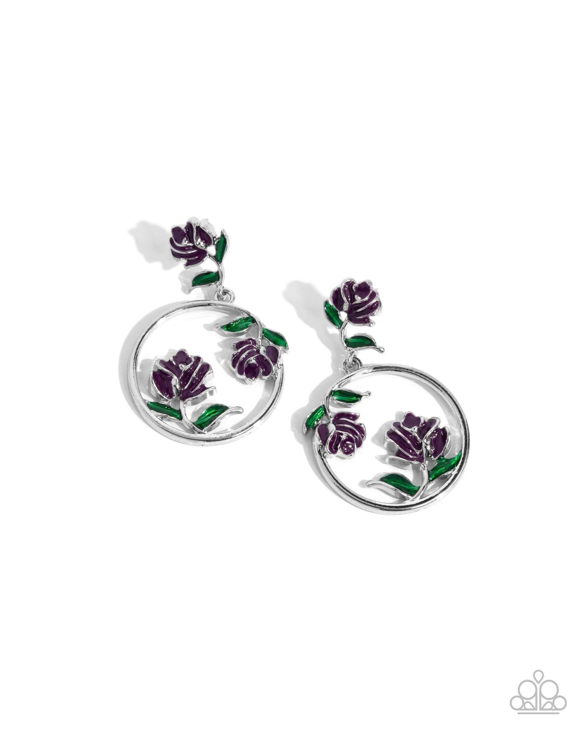 ROSE to You Purple Earrings - Paparazzi Accessories- lightbox - CarasShop.com - $5 Jewelry by Cara Jewels