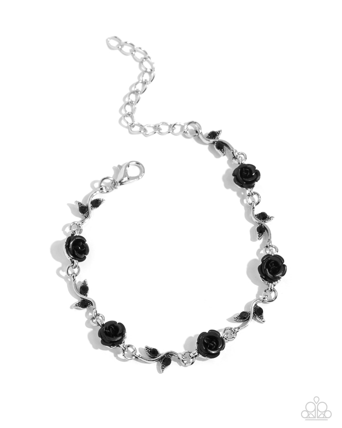 Roses Supposes Black Floral Bracelet - Paparazzi Accessories- lightbox - CarasShop.com - $5 Jewelry by Cara Jewels