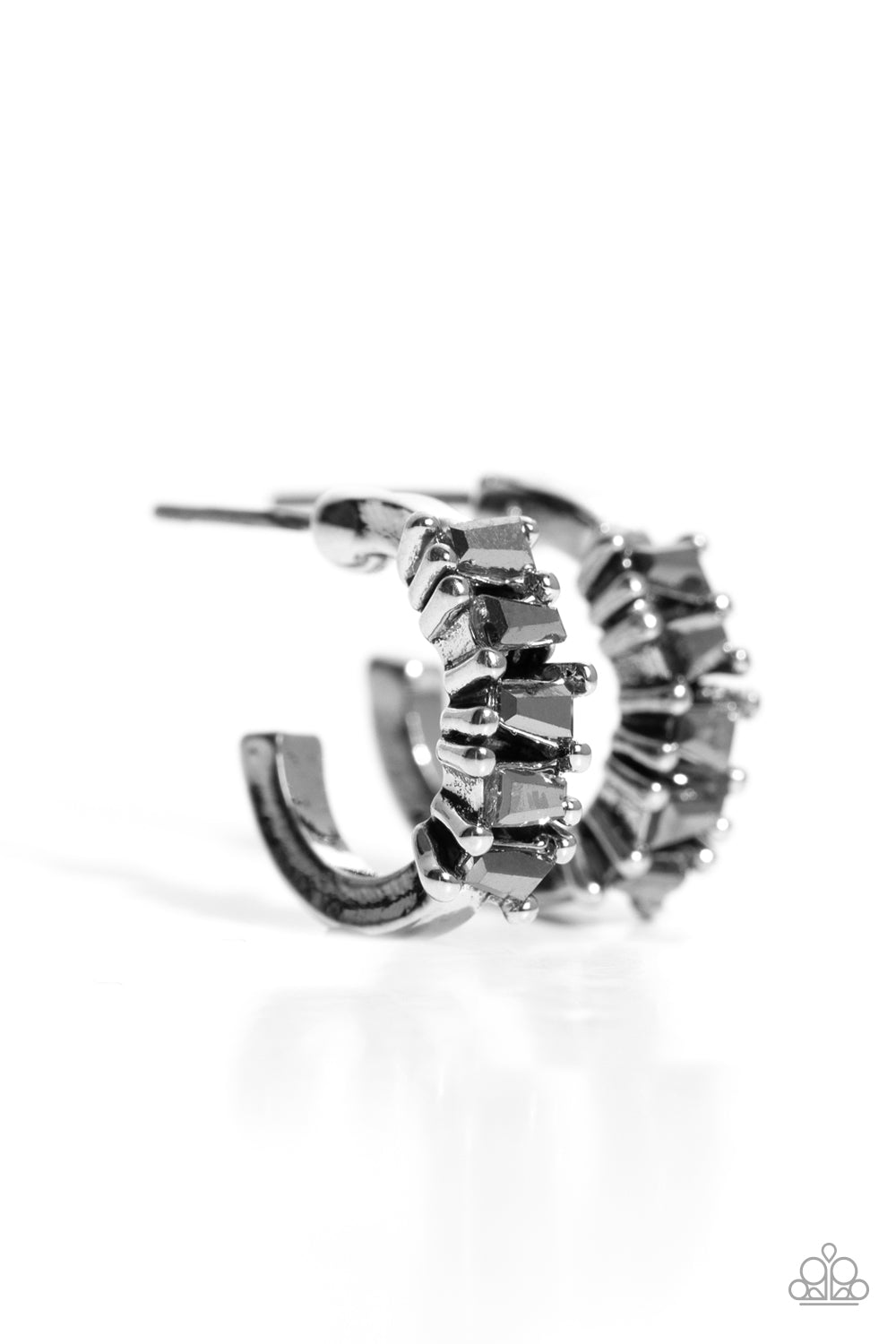 Rugged Rockstar Silver Hoop Earrings - Paparazzi Accessories- lightbox - CarasShop.com - $5 Jewelry by Cara Jewels