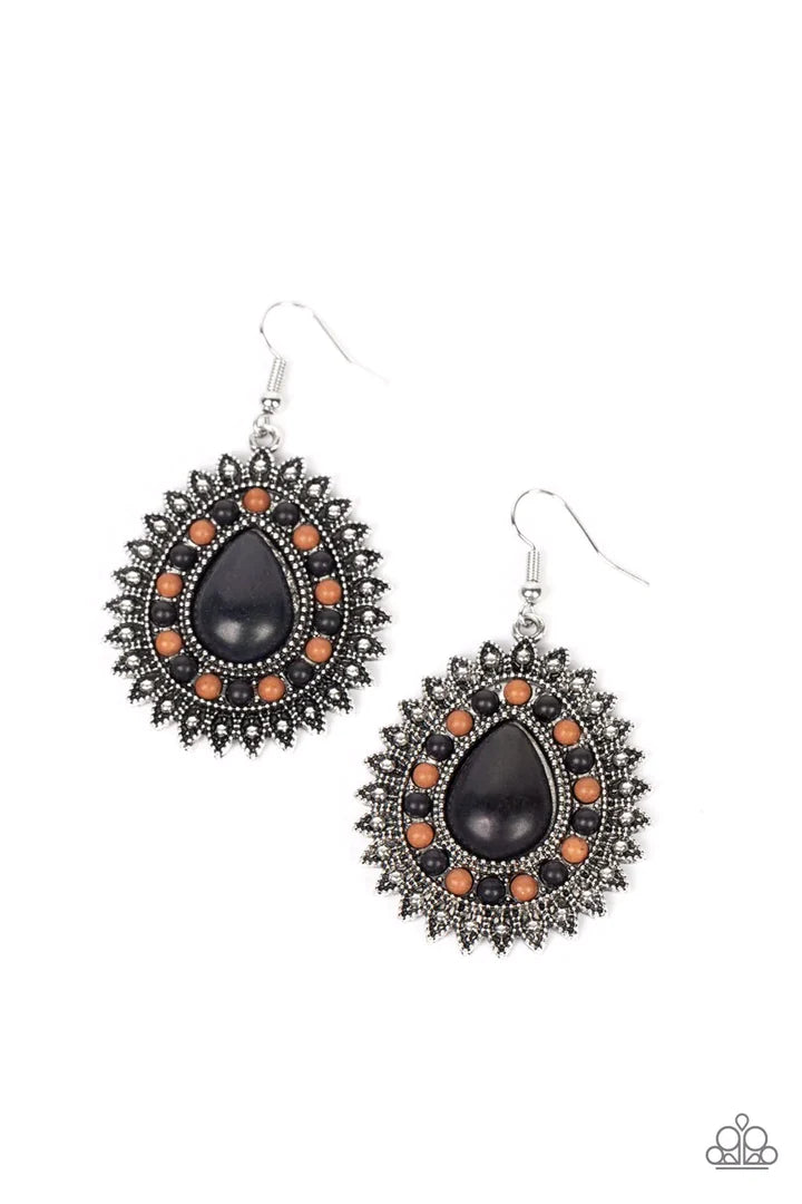 Sagebrush Sabbatical Black Stone Earrings- Paparazzi Accessories- lightbox - CarasShop.com - $5 Jewelry by Cara Jewels