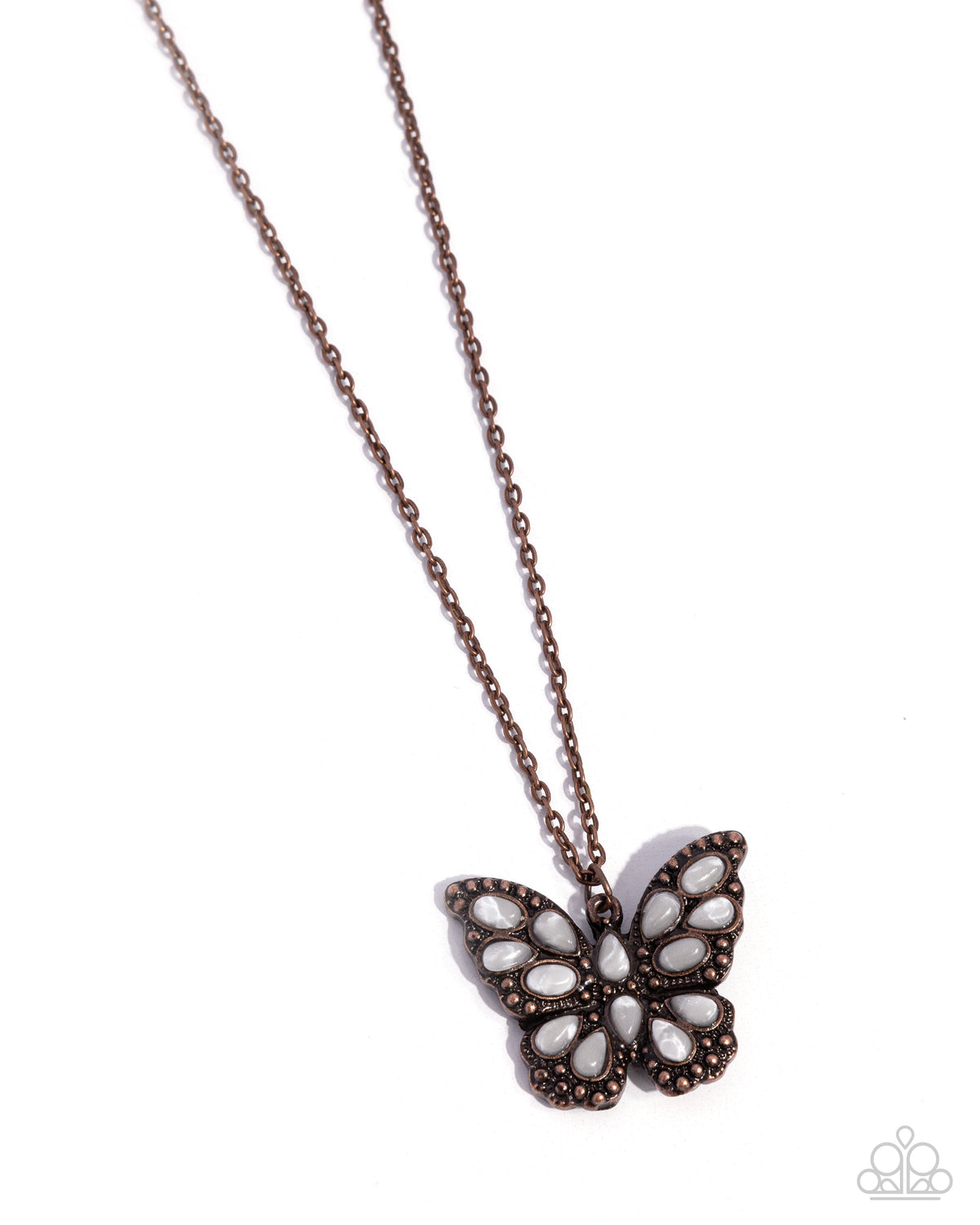 Santa Fe Satisfaction Copper &amp; White Stone Butterfly Necklace - Paparazzi Accessories- lightbox - CarasShop.com - $5 Jewelry by Cara Jewels